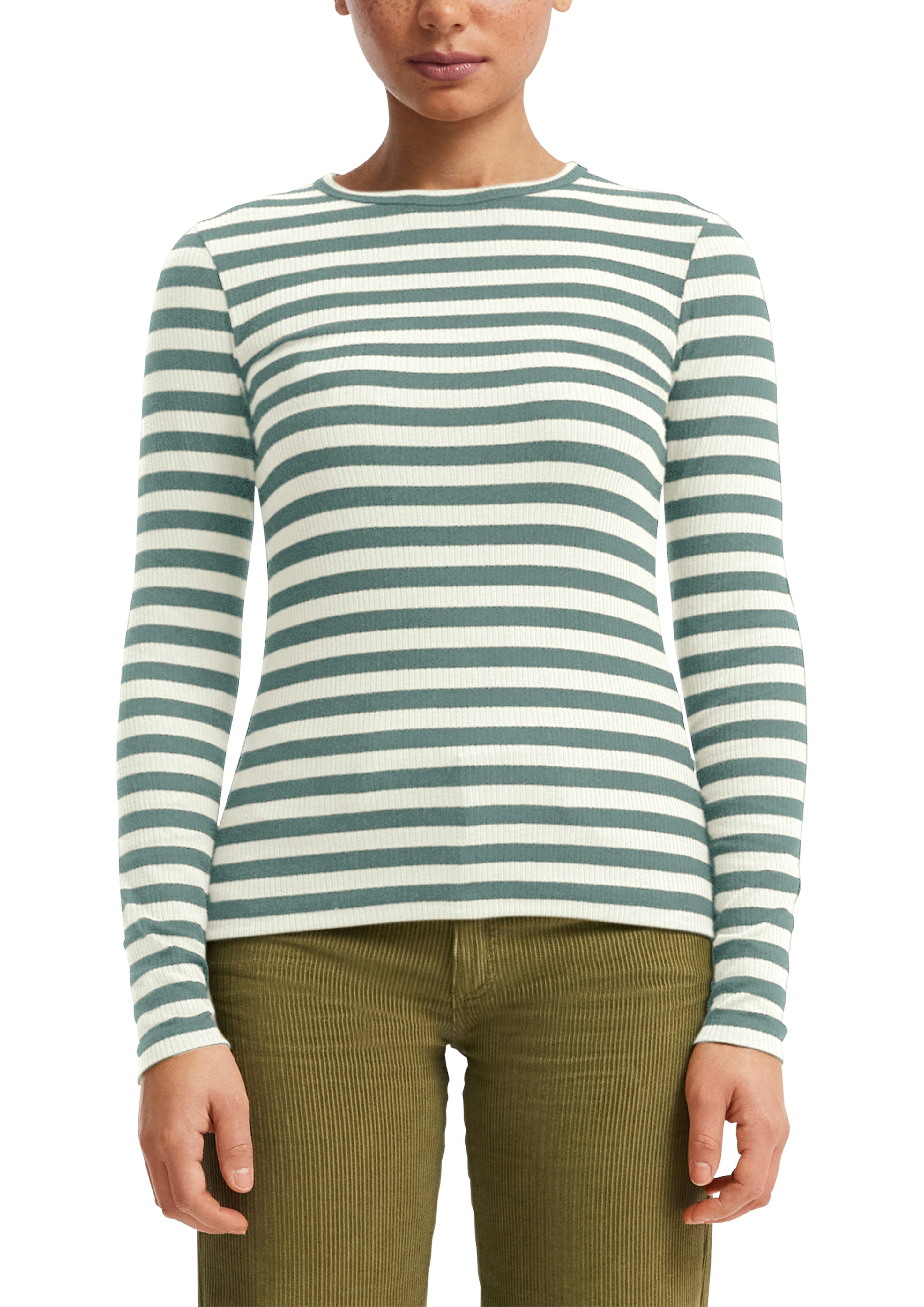 QS Langarmshirt Sommershirt, geringelt, Ripp-Ware günstig online kaufen