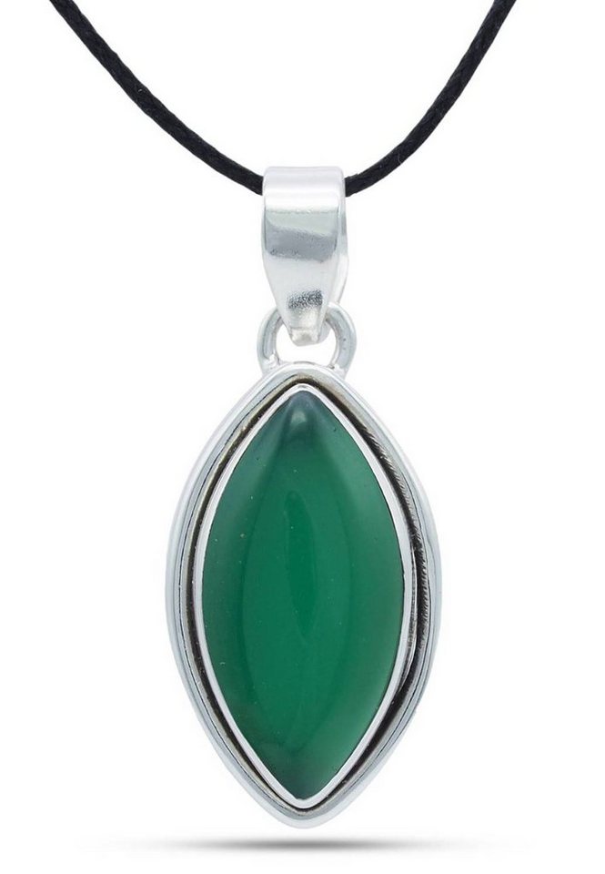 Mantraroma Kettenanhnger 925 Sterling Silber Mit Grner Onyx