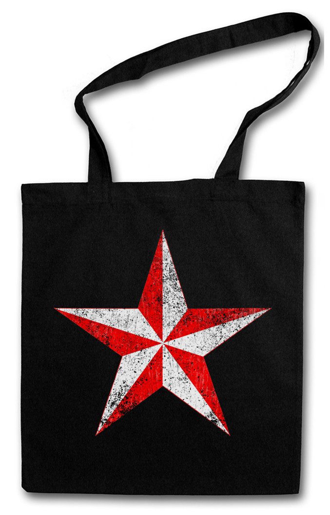 Beuteltasche Red & White Vintage Nautical Star Stofftasche Tattoo Stern Rockabilly