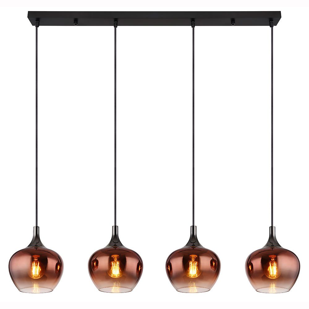 GLOBO LIGHTING Hängeleuchte, Leuchtmittel nicht inklusive, Pendellampe Esszimmerleuchte 4 Flammig kupferfarben Glas E27 H 120 cm