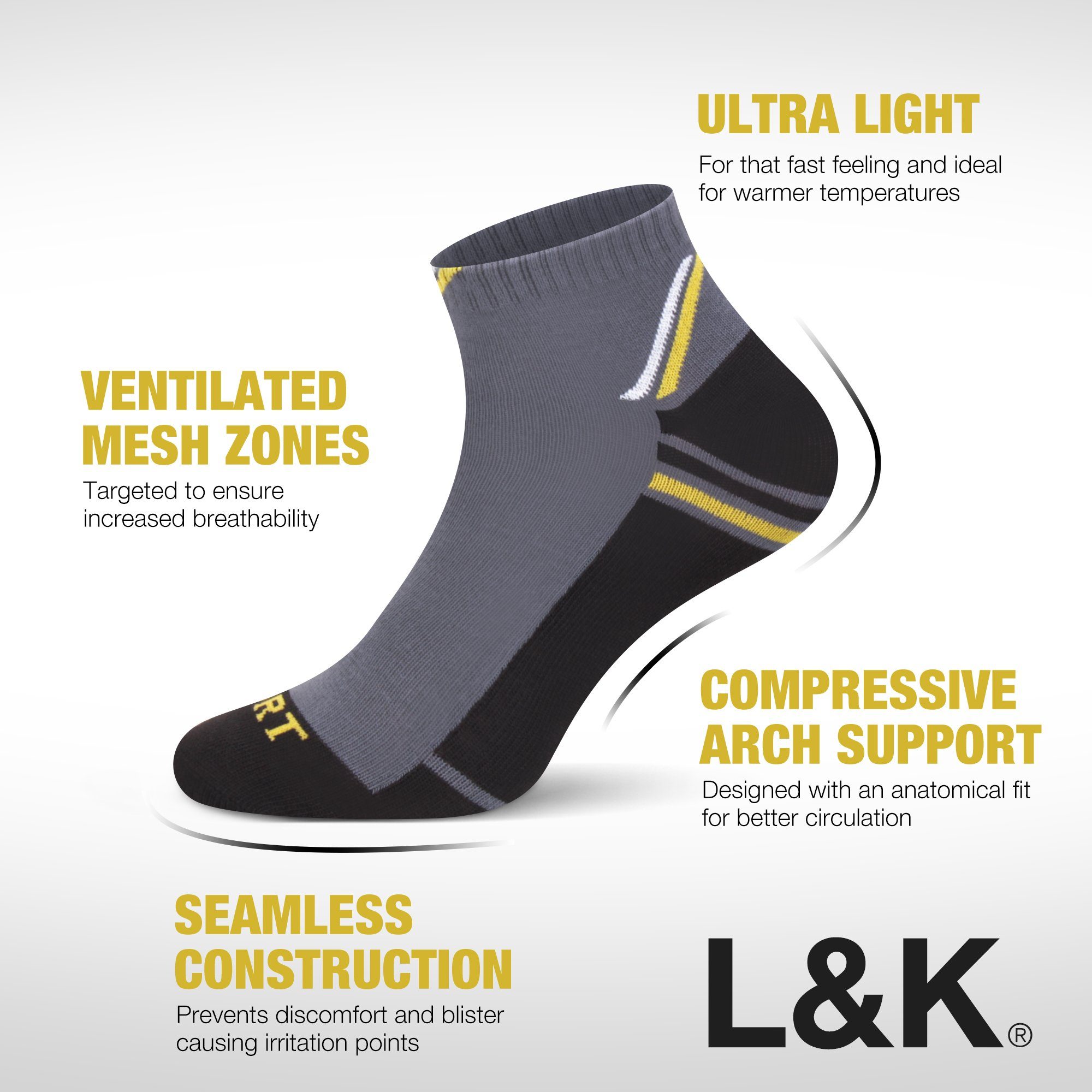 L&K Sneakersocken 92253 (12er-Pack) Herren Füßling aus Baumwolle