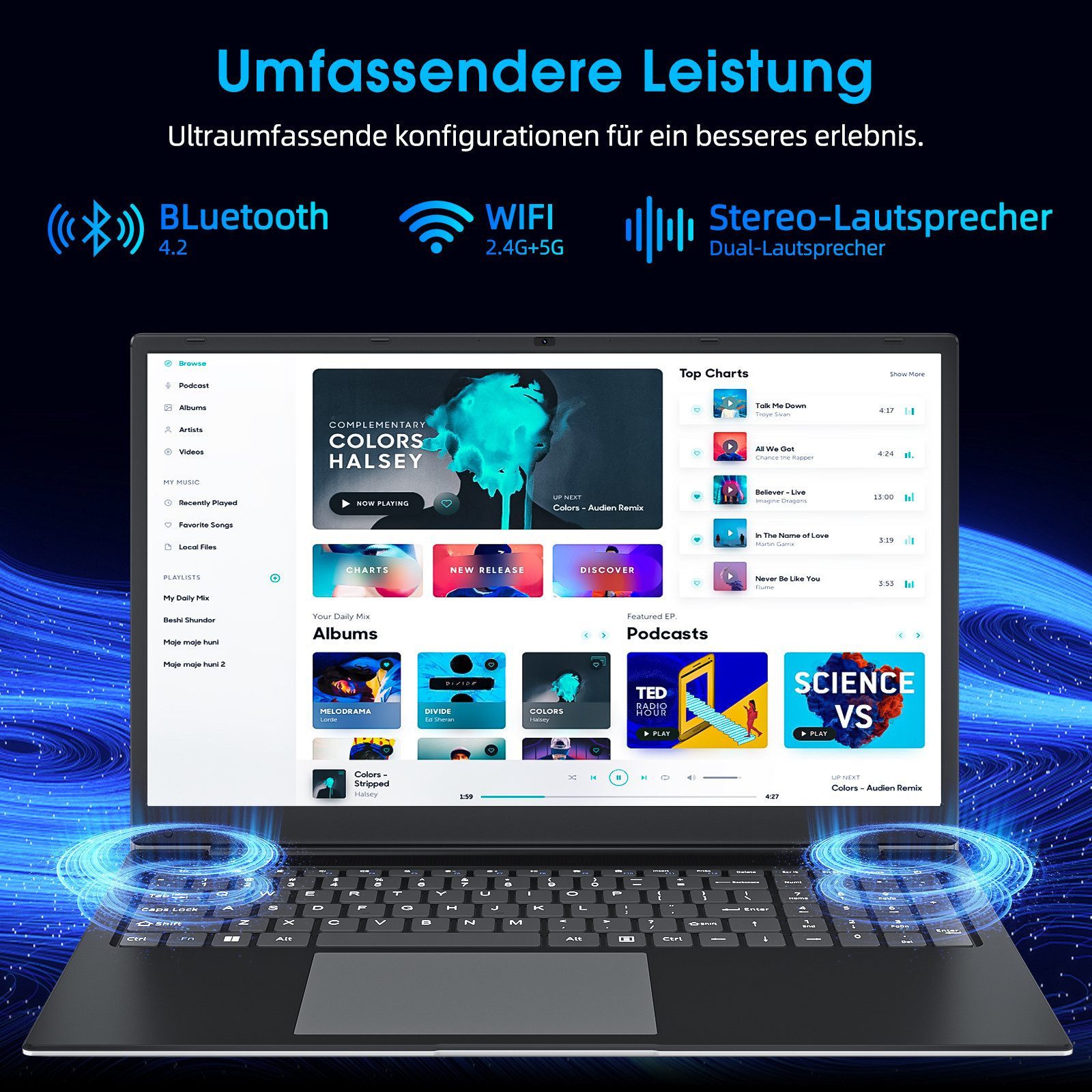 MENGHU 17,3" Laptop 8GB RAM 512GB SSD Windows 11 Perfekt für Filme & Surfen Notebook (Intel® Celeron® N4020, 8 GB, 512 GB SSD, Intel® UHD Graphics 600)