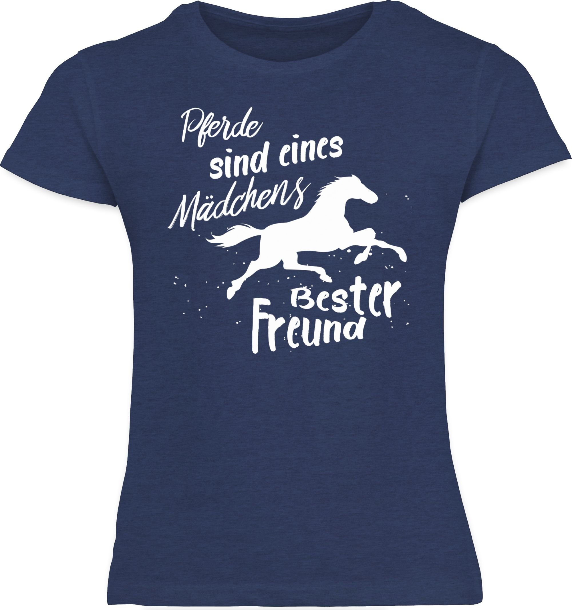 Shirtracer T-Shirt Pferde sind eines Mädchens Meliert 1 Pferd Dunkelblau bester Freund