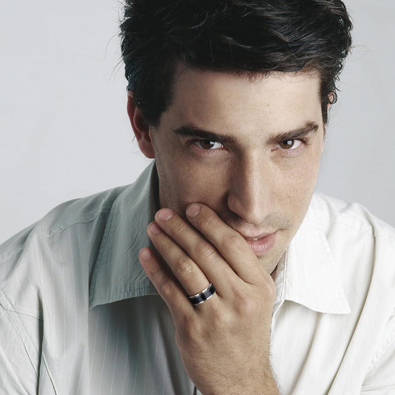 LuxusKollektion Ring-Set 16er Set Edelstahl Herren Ringe Silber Schwarz Matt Finish Keltischer