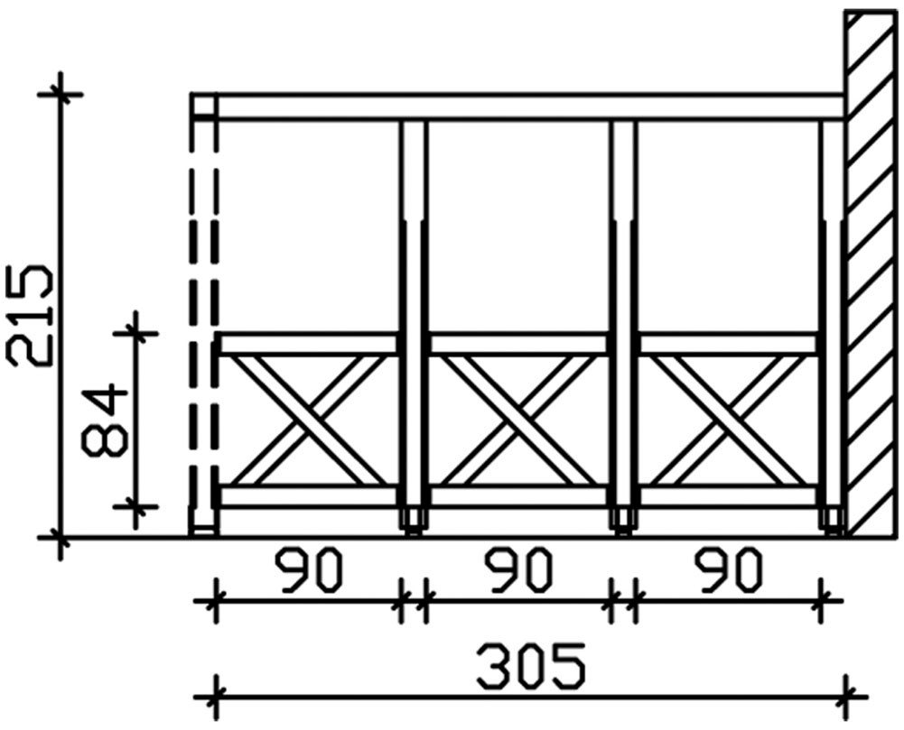 Thumbnail - Skanholz Carport-Seitenwand Andreaskreuz, BxH:305x210 cm