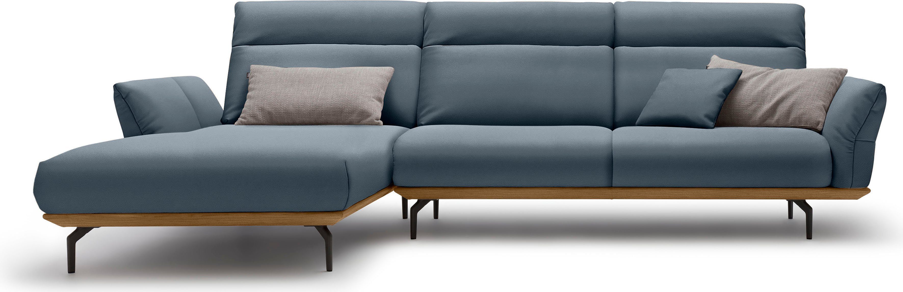 hülsta sofa Ecksofa hs.460, Sockel in Nussbaum, Winkelfüße in Umbragrau, Breite 318 cm