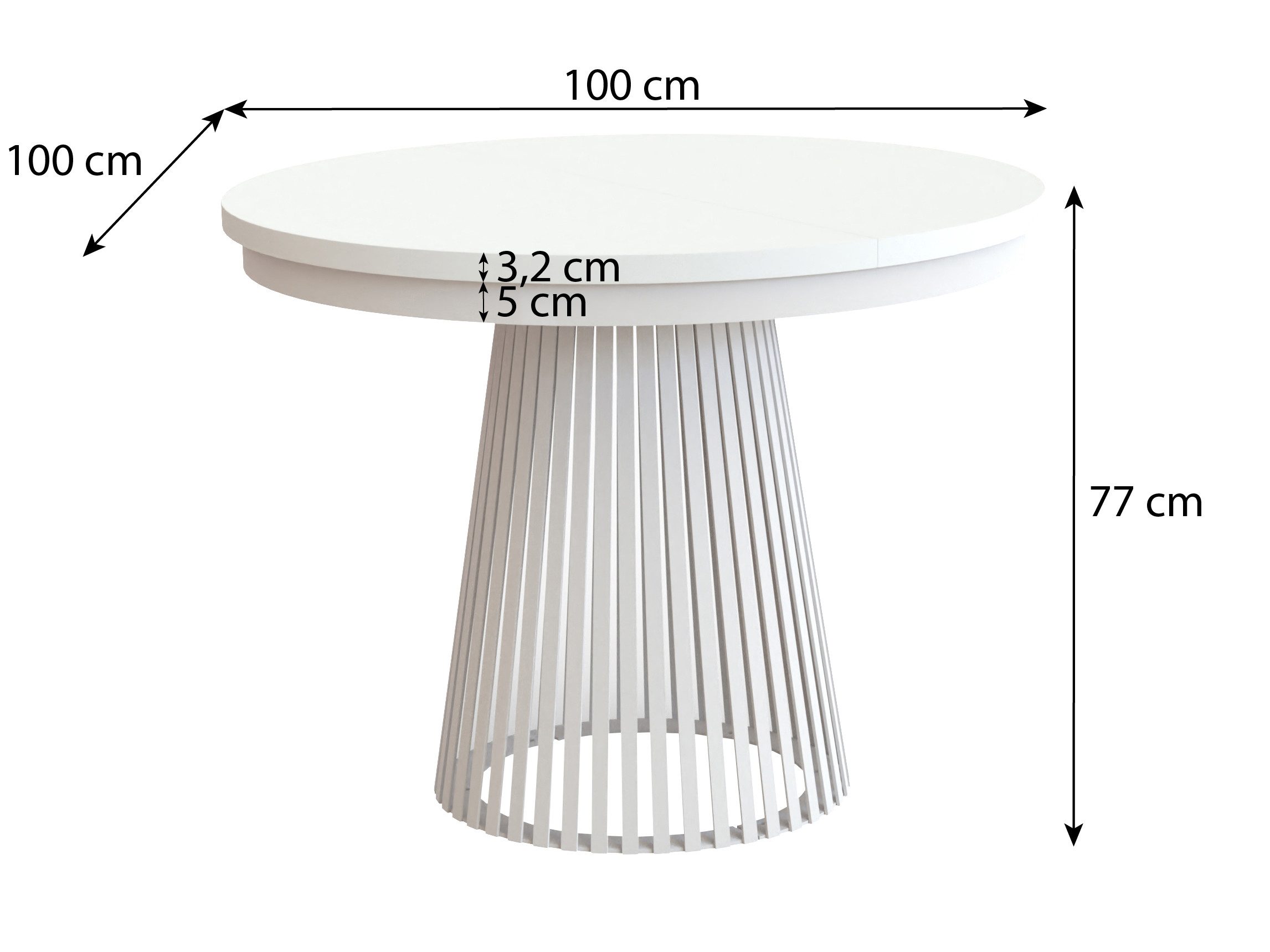 Beautysofa Esstisch Lumi im Loft-Stil, ausziehbar Ø 100–180 cm (hitze- und verfärbung beständig, Metallbeinen), verschiedene Farben – Bild 5 von 5