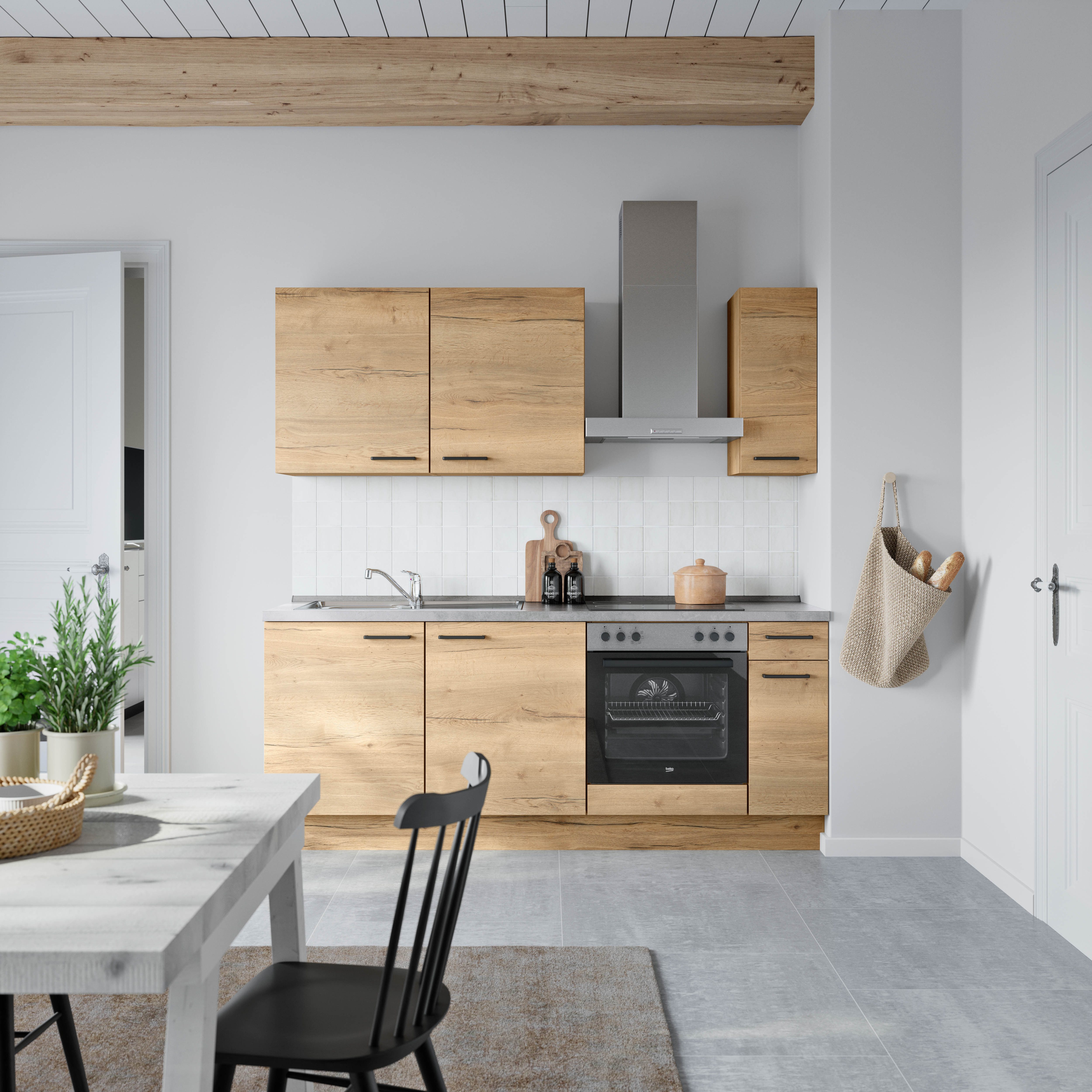 nobilia® Küchenzeile "Structura I", NEU: individuell anpassbar mit gratis Profi-Beratung, vormontiert, Breite 210 cm, Ausrichtung wählbar, wahlw. mit E-Geräten