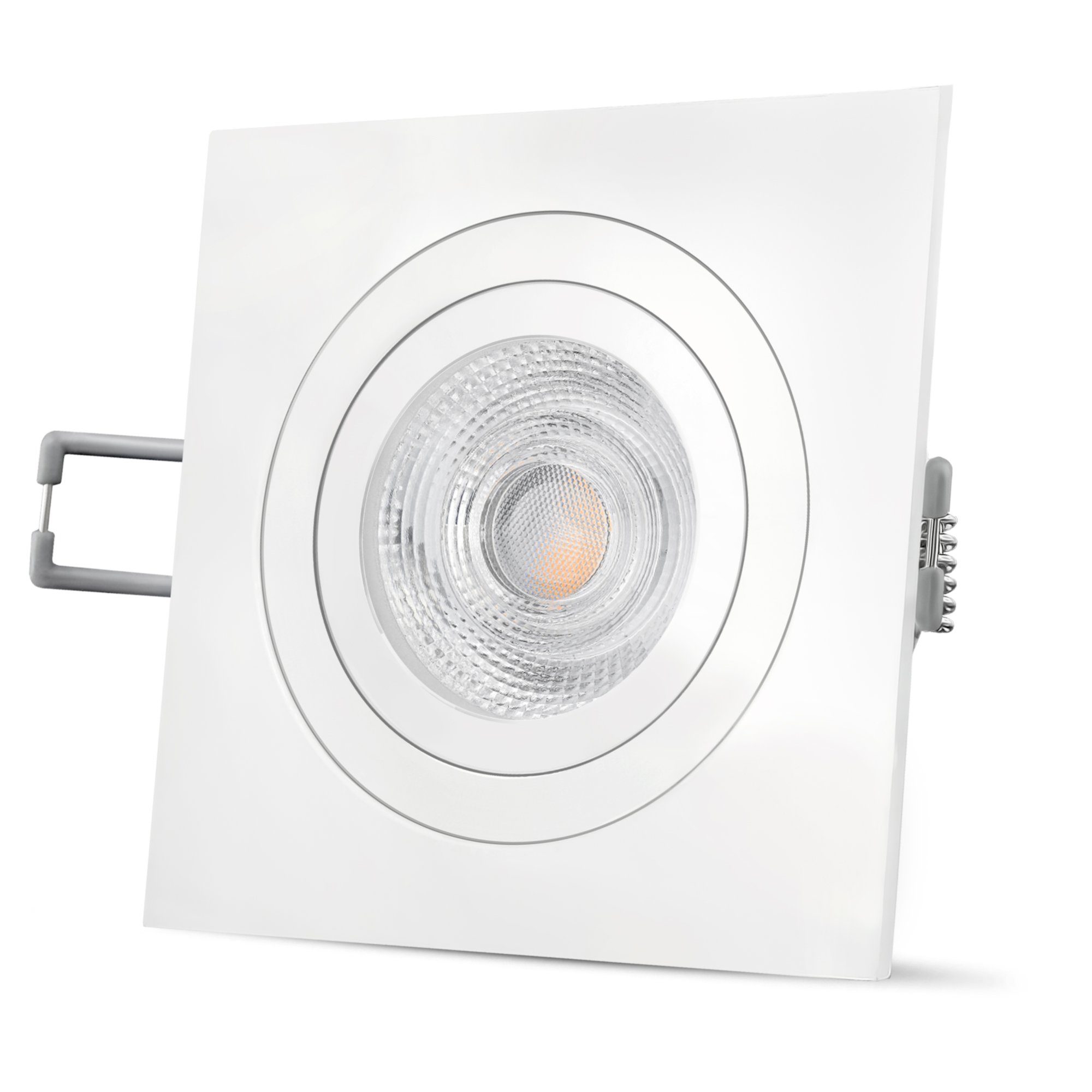 SSC-LUXon LED Einbaustrahler QF-2 LED Einbaustrahler schwenkbar LED, mit GU10 quadratisch weiss Warmweiß