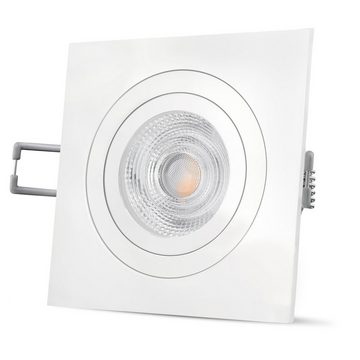 SSC-LUXon LED Einbaustrahler QF-2 LED Einbaustrahler weiss quadratisch schwenkbar mit GU10 LED, Warmweiß