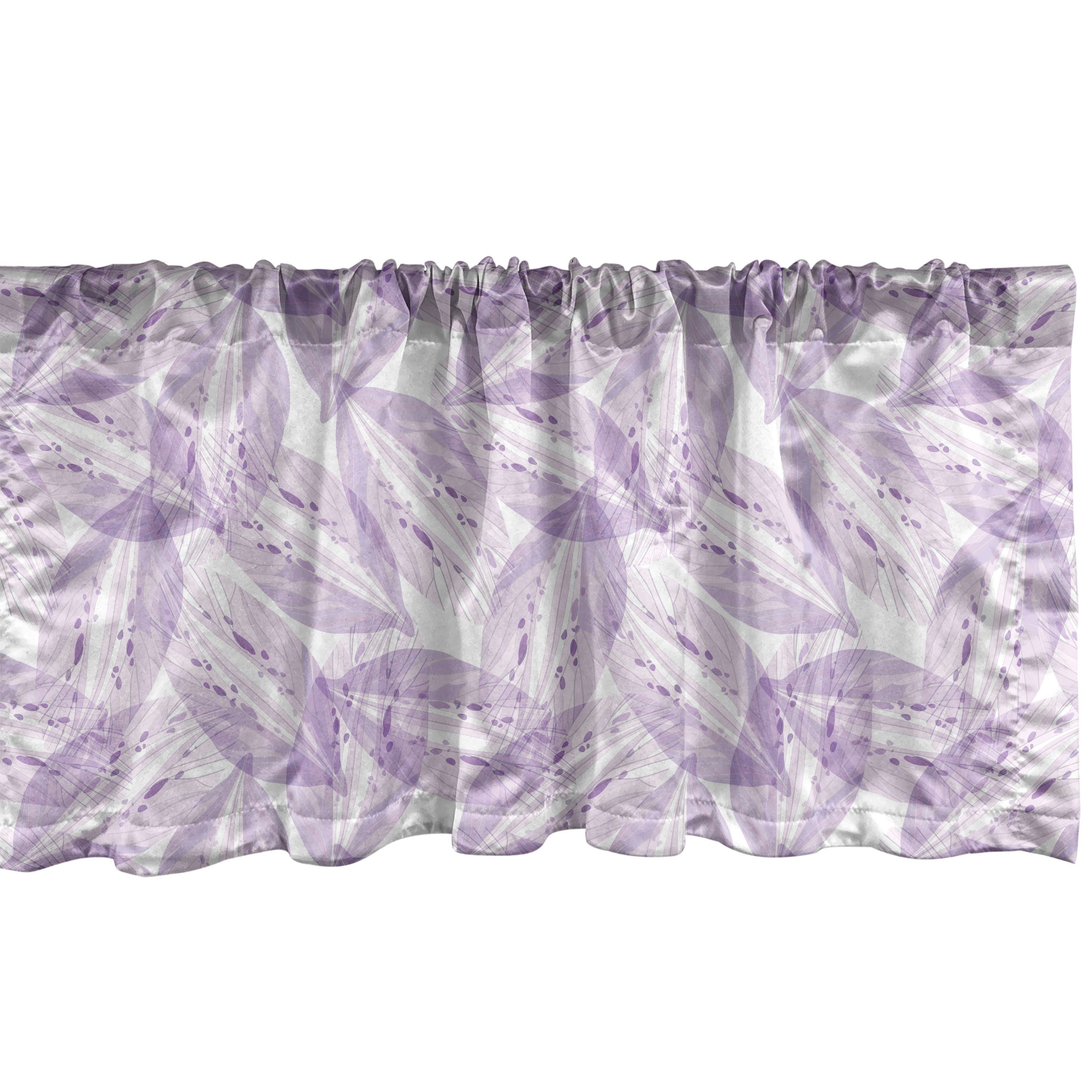 Scheibengardine Vorhang Volant für Küche Schlafzimmer Dekor mit Stangentasche, Abakuhaus, Microfaser, Pastell Monochrome Lilac Leafage