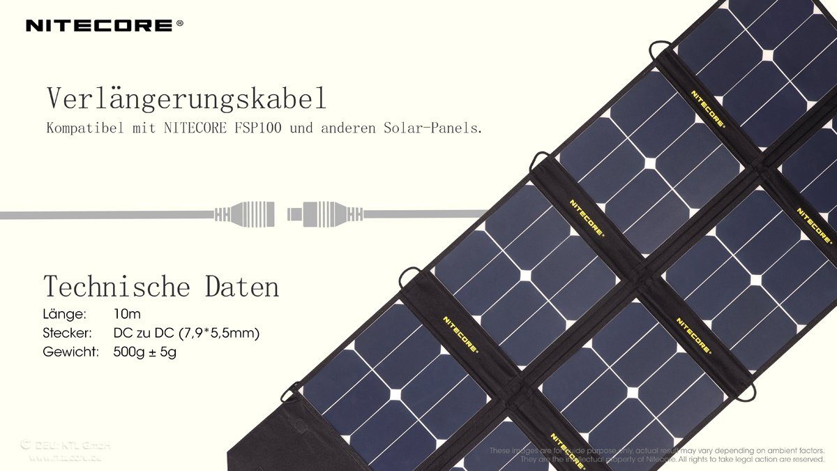 Nitecore 10M Nitecore Verlängerungskabel für für Nit Akku-Ladestation Solarpanel, Parallelkabel