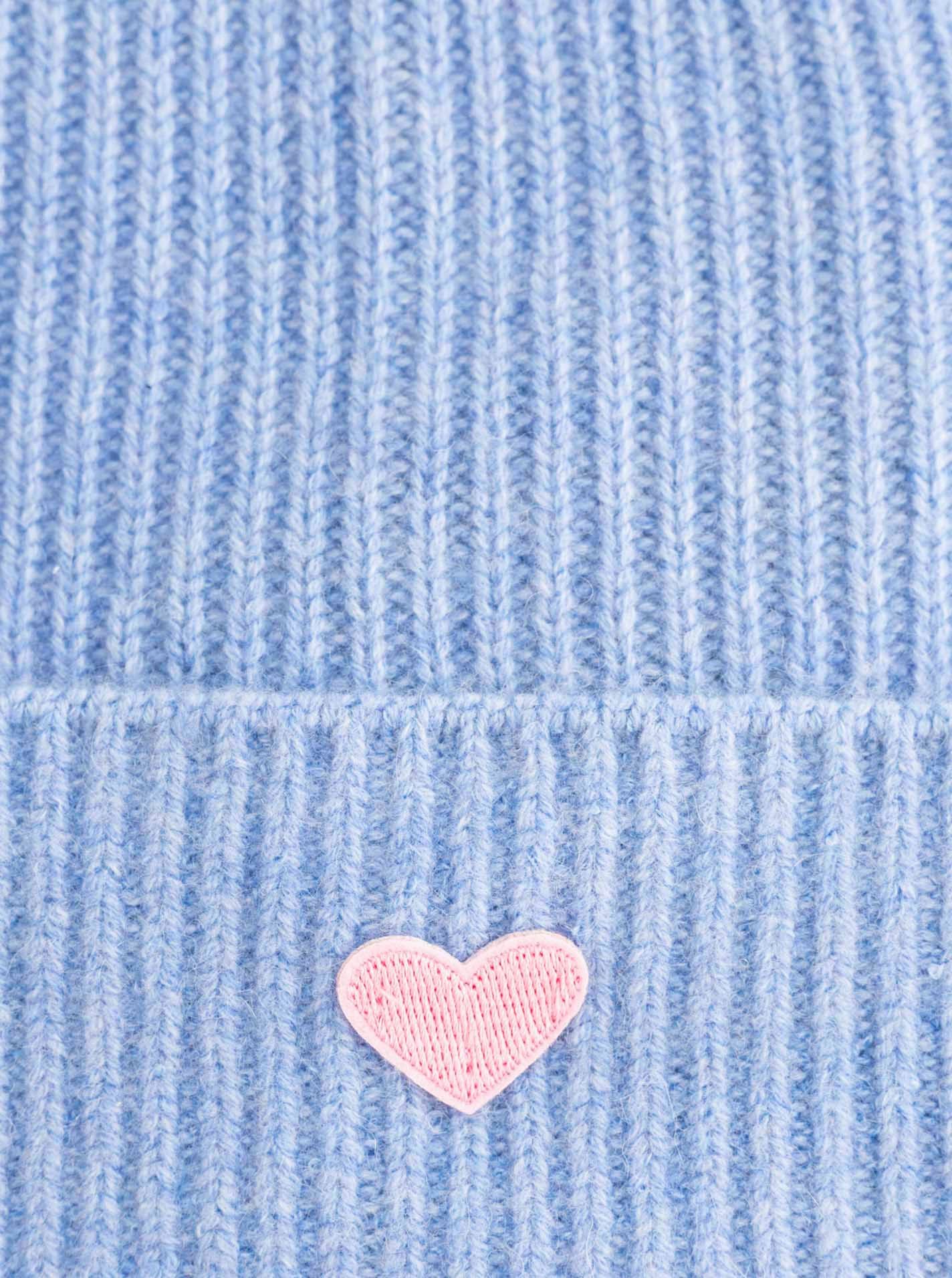 Zwillingsherz Beanie Beanie with Heart-Patch Rippstrick, mit breitem Umschlag, wärmend