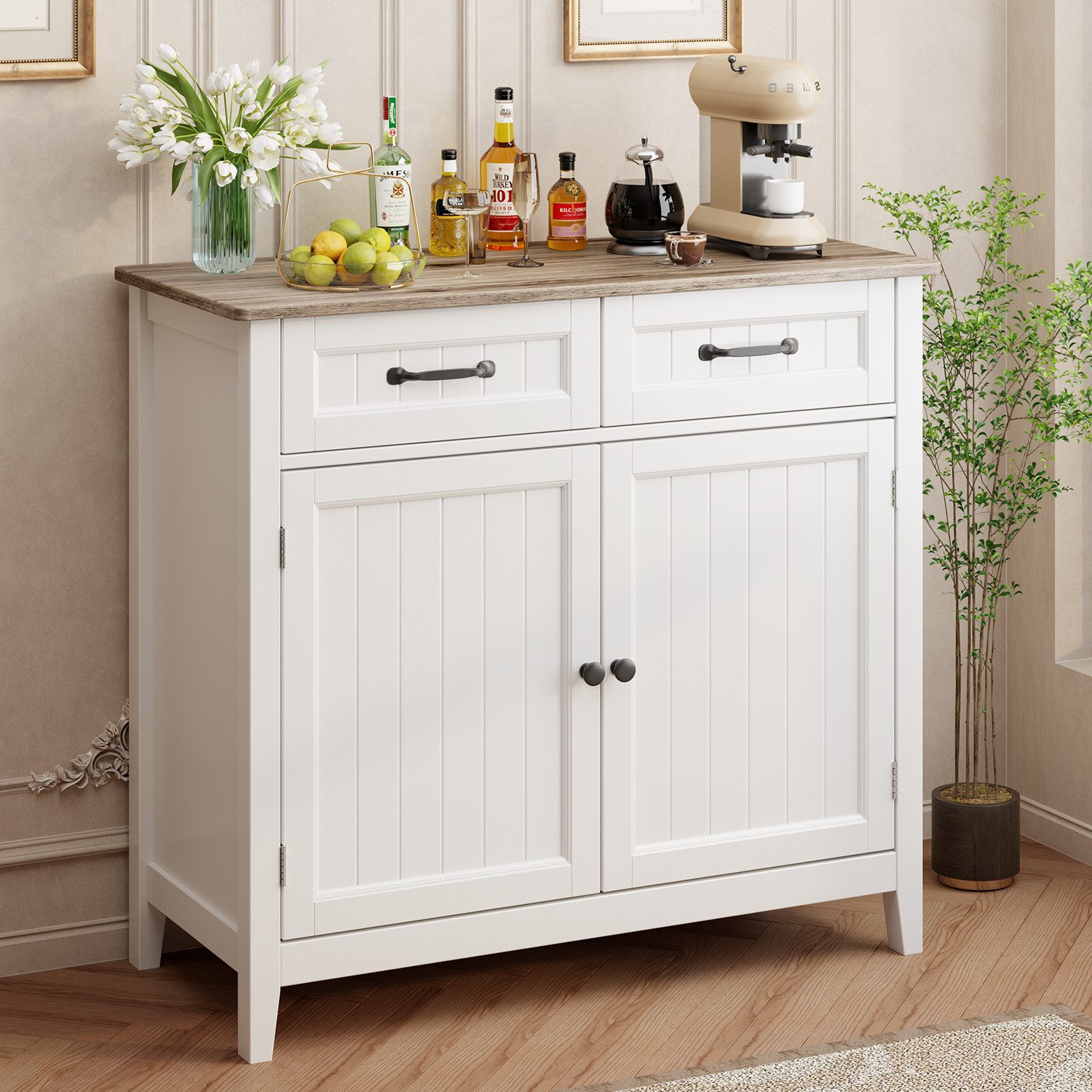 Bealife Sideboard Küchenschrank mit Arbeitsplatten,mit 2 günstig online kaufen