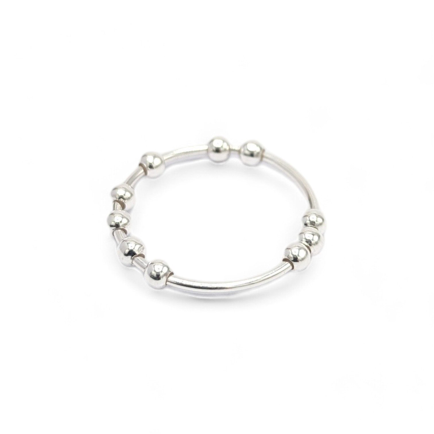 Eyecatcher Silberring 925 Silber Ring mit Perlen-Design – Silber oder 18K Vergoldet (Einzelring)