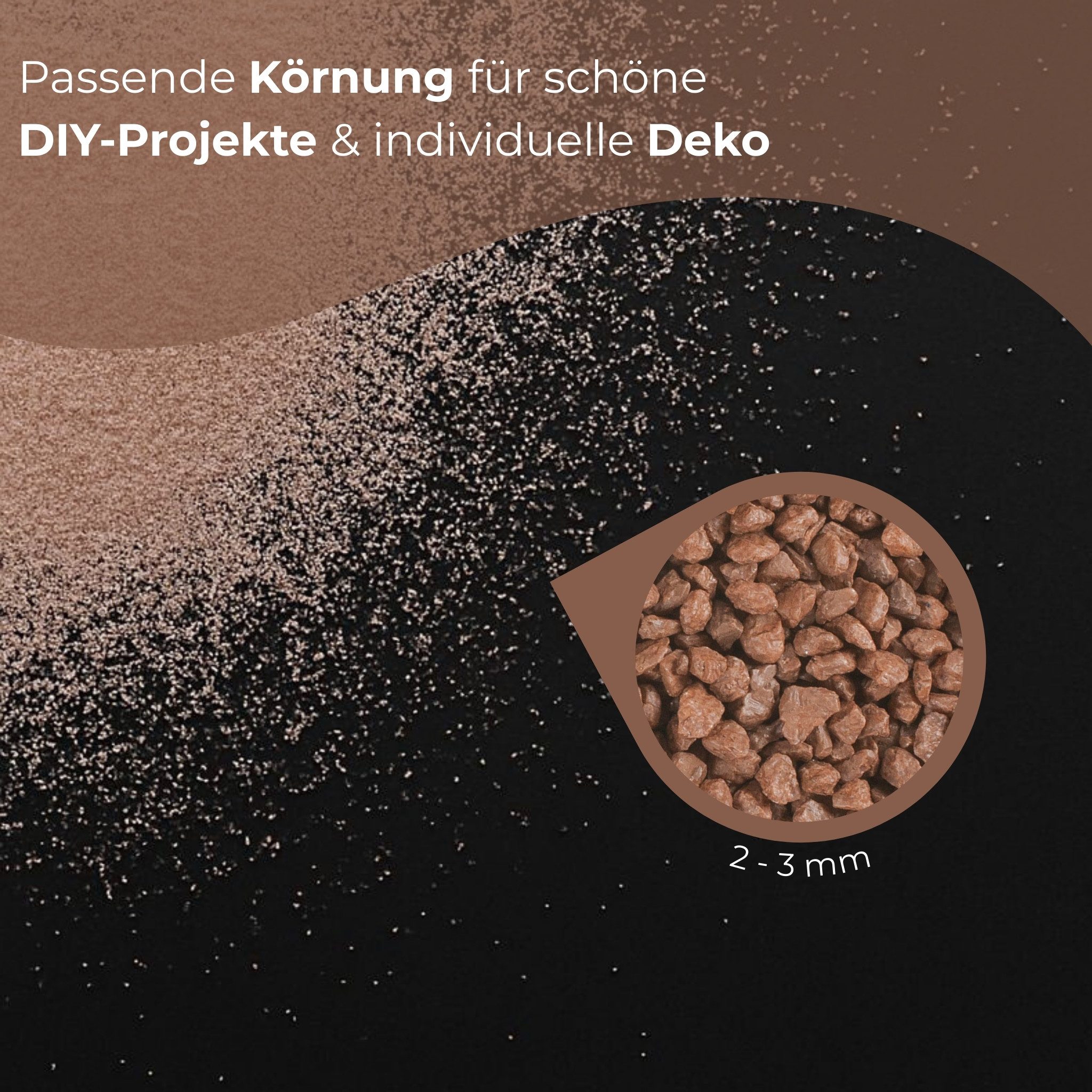 matches21 HOME & HOBBY Deko-Granulate Deko-Granulat 5 KG braun Ø 2-3 mm Vasen Glas-Füllung Streudeko, (1 St), Kleine bunte Deko-Steine als Tischdeko Hochzeitsdeko