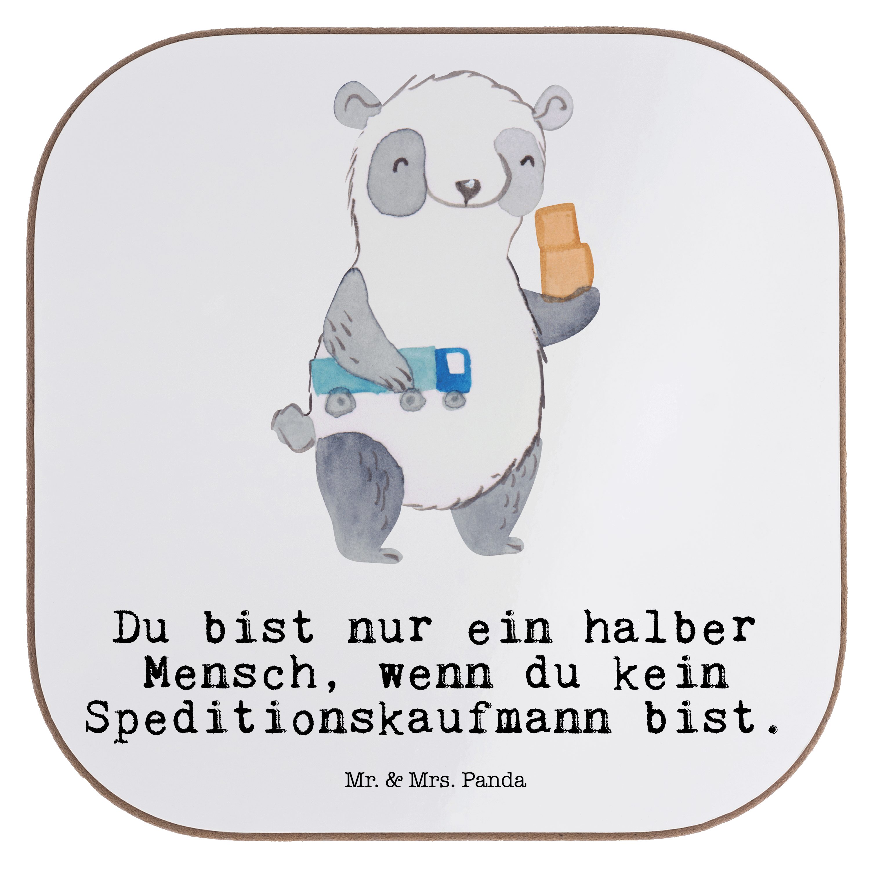 Mr. & Mrs. Panda Getränkeuntersetzer Speditionskaufmann mit Herz - Weiß - Geschenk, Bierdeckel, Arbeitskol, 1-tlg.