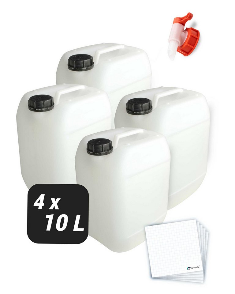 Trevendo Kanister 4er Set Kanister - lebensmittelecht - 10 Liter, Lebensmittelecht