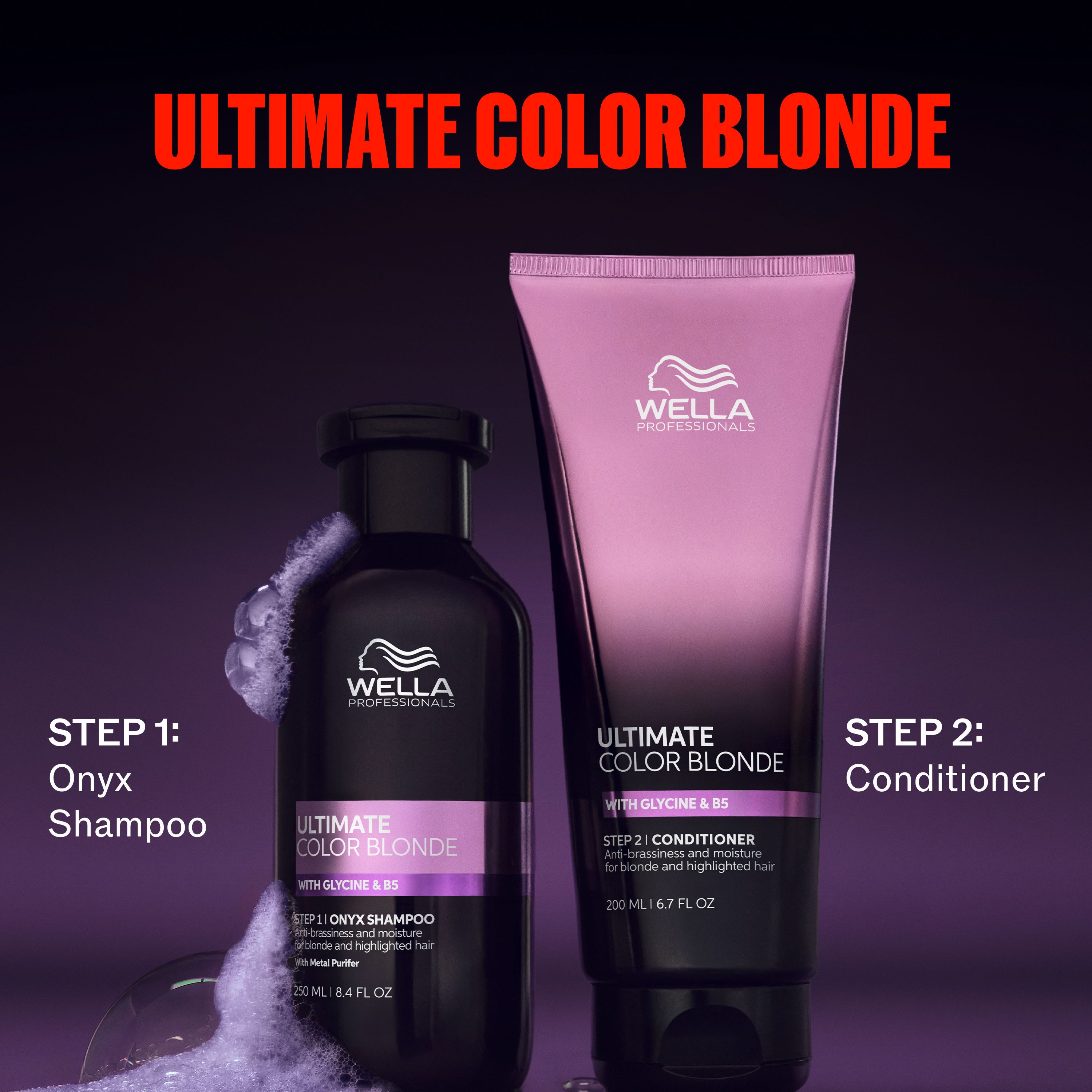 Wella Professionals Haarpflege-Set Ultimate Color Blonde Duo - Onyx Shampoo 250 ml + Conditioner 200 ml, 2-tlg., Unterstützt ein klares und kühler wirkendes Blond