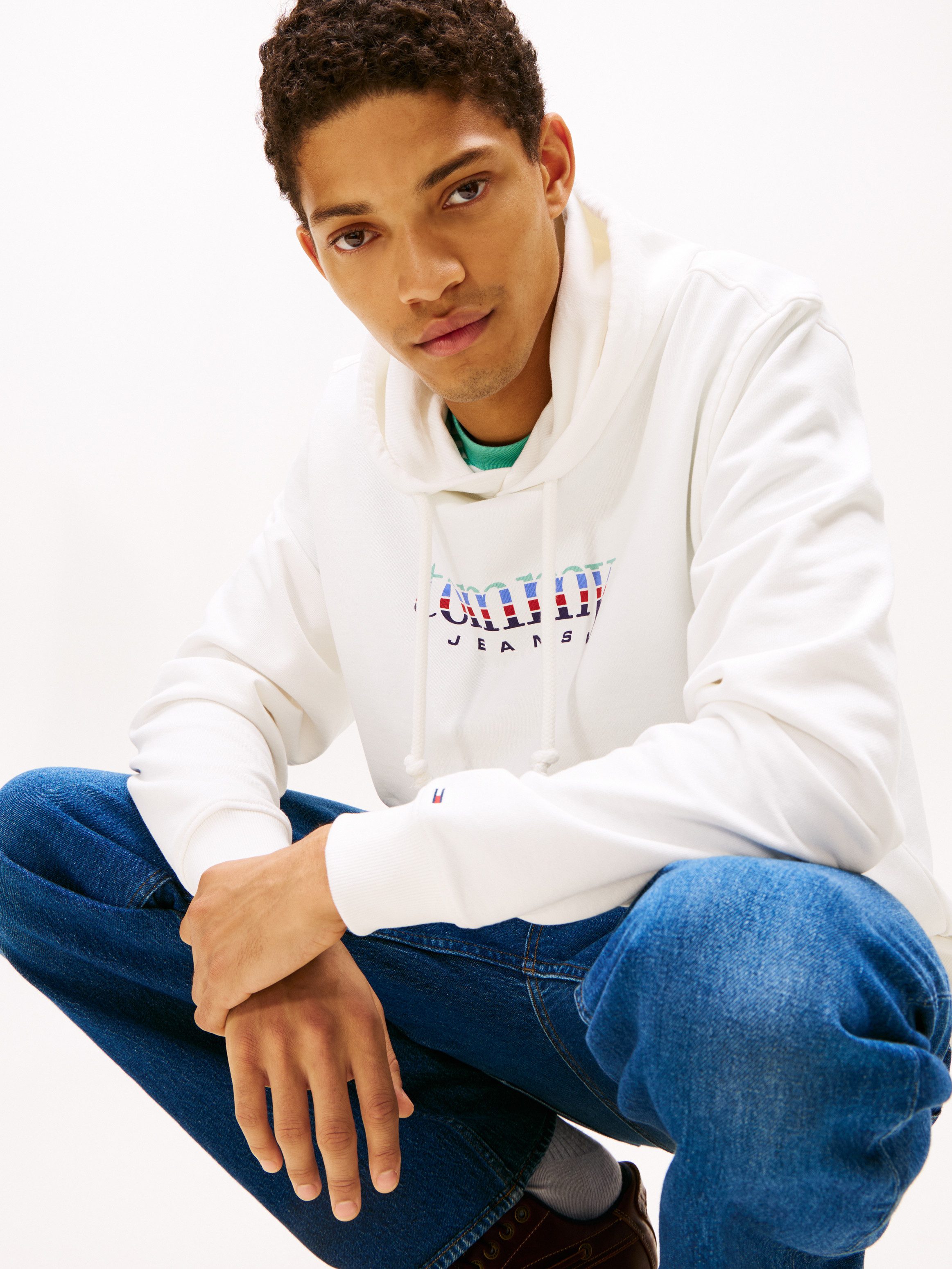 Tommy Jeans Hoodie TJM REG ENTRY DNA PLAY regular fit, mehrfarbiges Logo, Sweatshirt