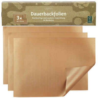 LIVAIA Backpapier Backpapier 40x29cm 3x: Wiederverw., Antihaft, 260° Hitzebest., Ptfe
