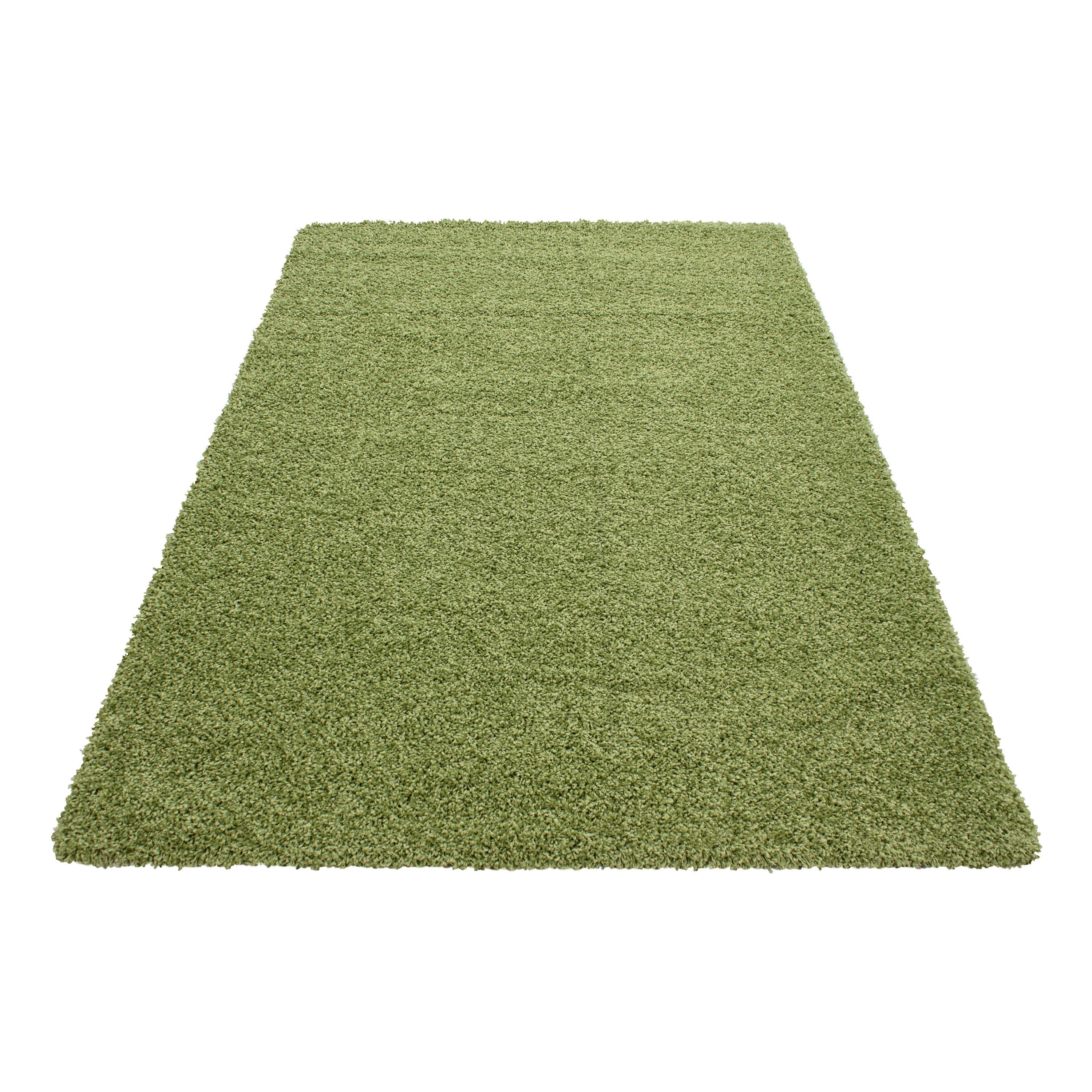 Teppich Läufer, - 50 Einfarbig, Wohnzimmer mm, Höhe: Unicolor Teppium, Grün Teppich