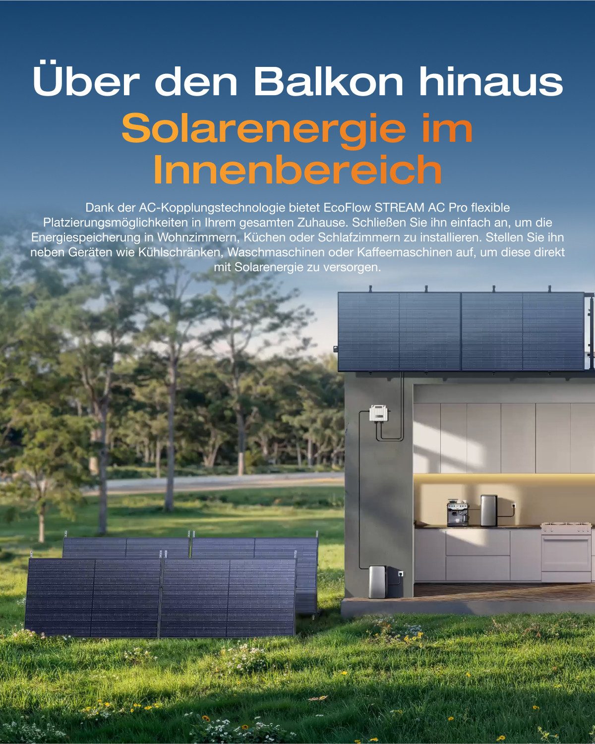 Ecoflow Balkonkraftwerk EcoFlow STREAM AC Pro 1,92 kWh – Balkonkraftwerk mit Speicher, (1 200 W Ausgang, Erweiterbar bis 11,52 kWh, Plug & Play, TOU & KI-gestützte Steuerung), 100 % Kompatibel mit allen Mikro-Wechselrichtern