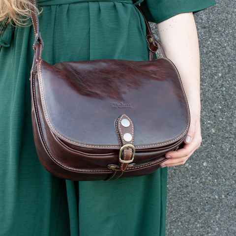 lePelou Handtasche LEANDRA für Damen, Umhängetasche, Schultertasche, Vintage Tasche, echt Leder, Made in Italy