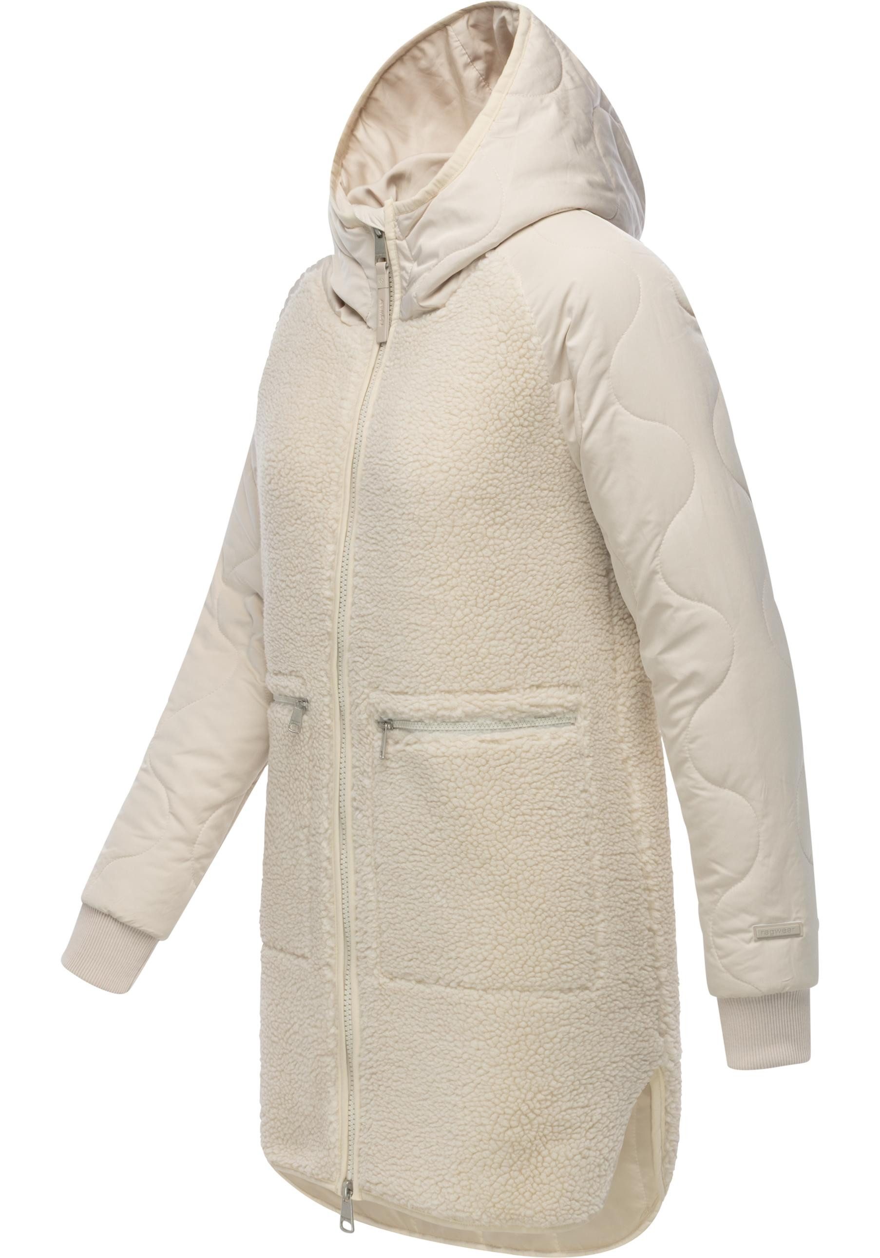 Ragwear Fellimitatmantel Longeddy Kuscheliger Plüschmantel mit Kapuze