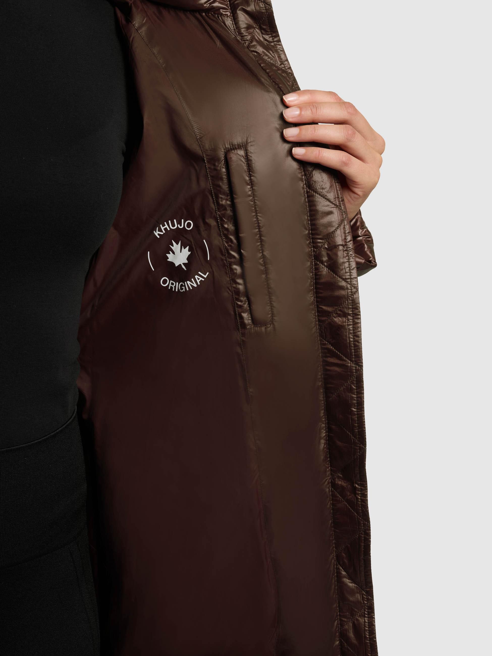 khujo Steppmantel Tonia Extralanger Damen Wintermantel mit Rucksack-Trägern