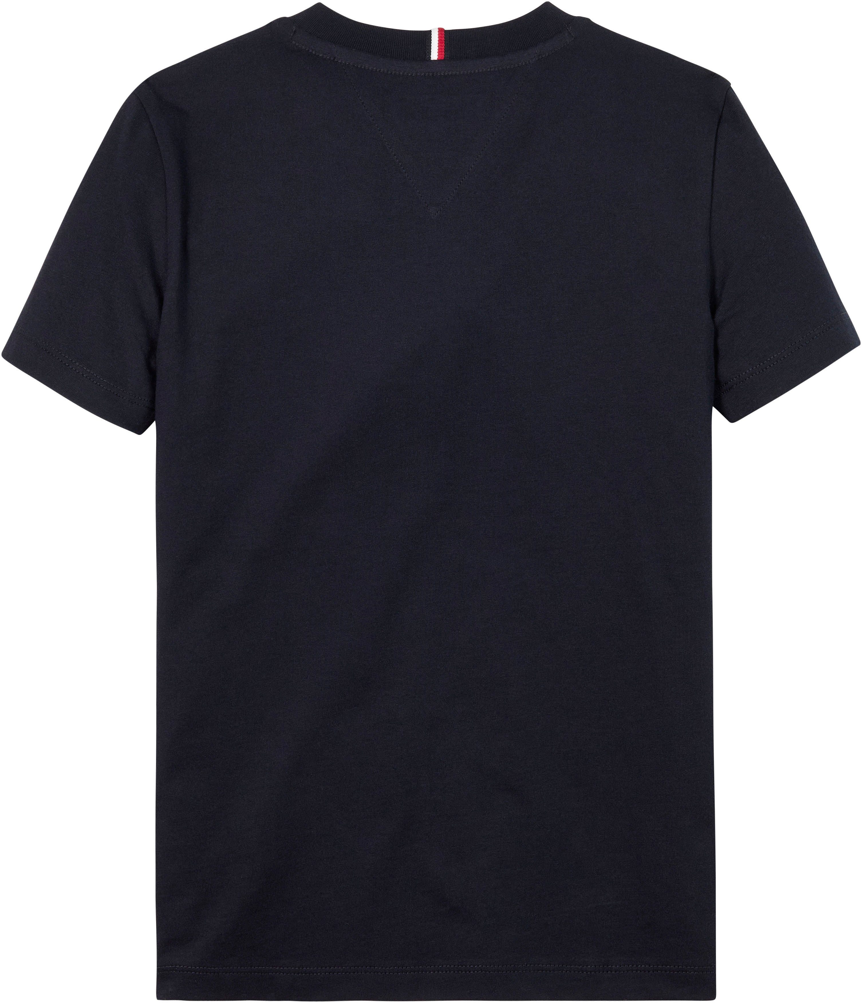 T-Shirt S/S desert großem HILFIGER mit Logoschriftzug TEE SCRIPT sky Tommy Hilfiger
