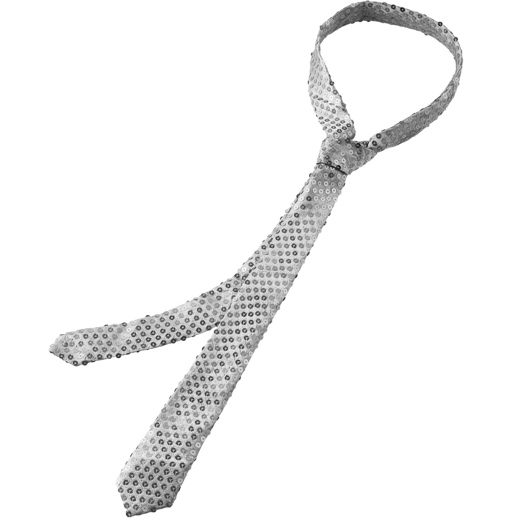 dressforfun Kostüm Faschingskleidung, auch Maskeradenverkleidung, in der Farbe silber, Unisex-Krawatte, Einheitsgröße, Glänzende Pailletten, Ca. 145 cm