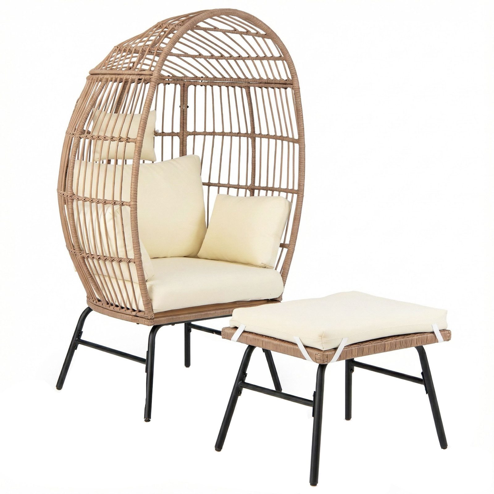 KOMFOTTEU Rattanstuhl (2 St), Gartensessel aus PE-Rattan mit Kissen & Polstern