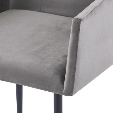 vidaXL Esszimmerstuhl Esszimmerstühle mit Armlehnen 2 Stk. Grau Samt (2 St)