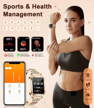 Lige Smartwatch (1,57 Zoll, Android iOS), Damen telefonfunktion wasserdicht armbanduhr mit menstruationszyklus