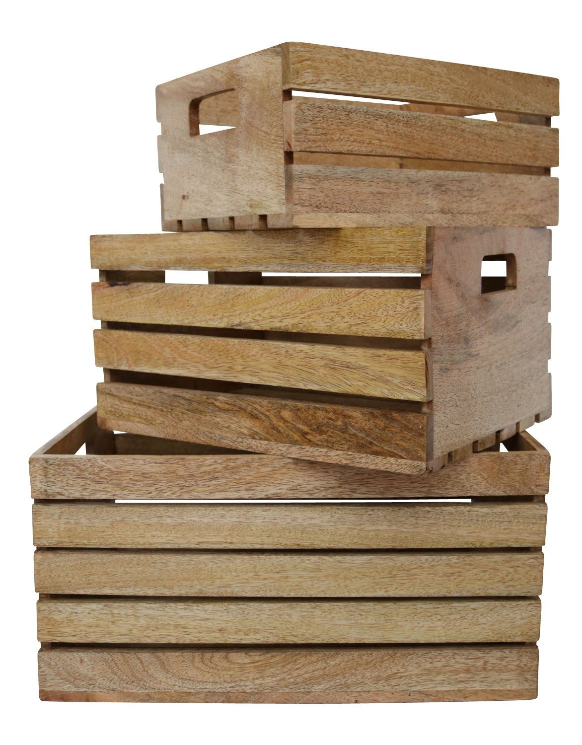 Aubaho Dekofigur 3x Holz Kiste Allzweckkiste Holzkiste Weinkiste Obstkiste Box Antik-St