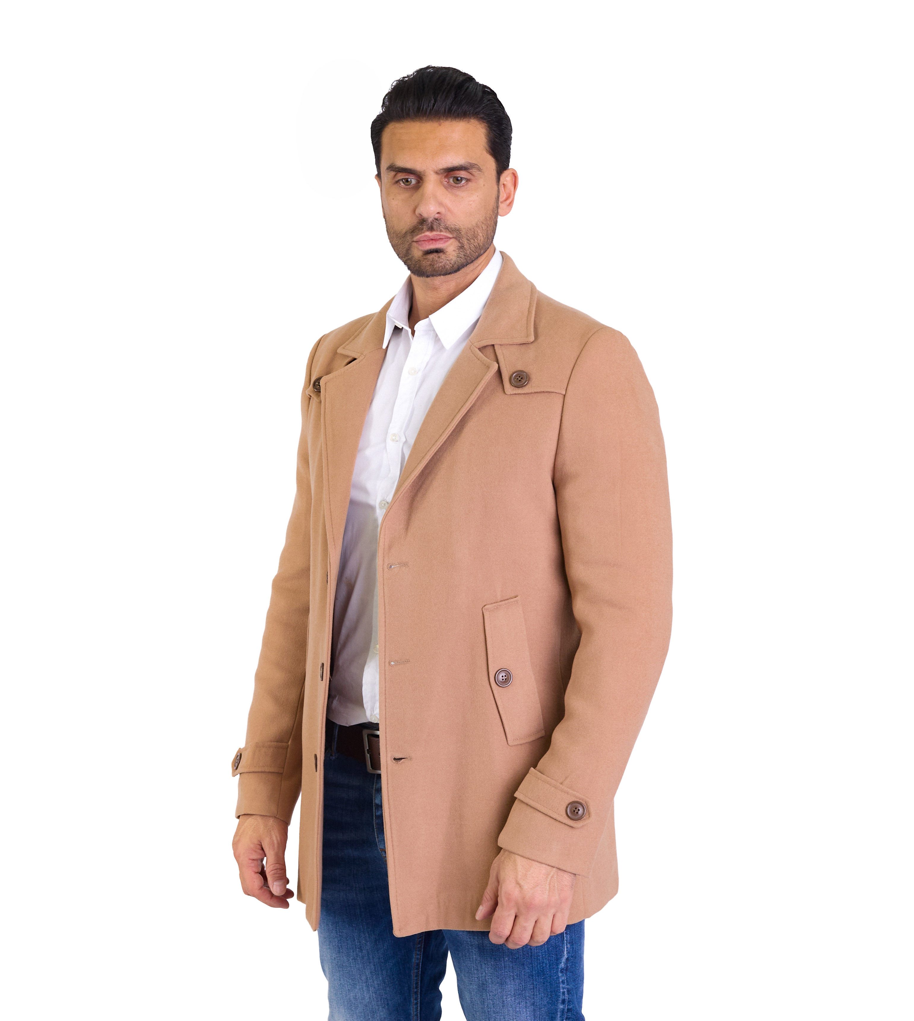 Denim Distriqt Wintermantel Feiner Herren Designer Wintermantel Beige Gr.56 günstig online kaufen