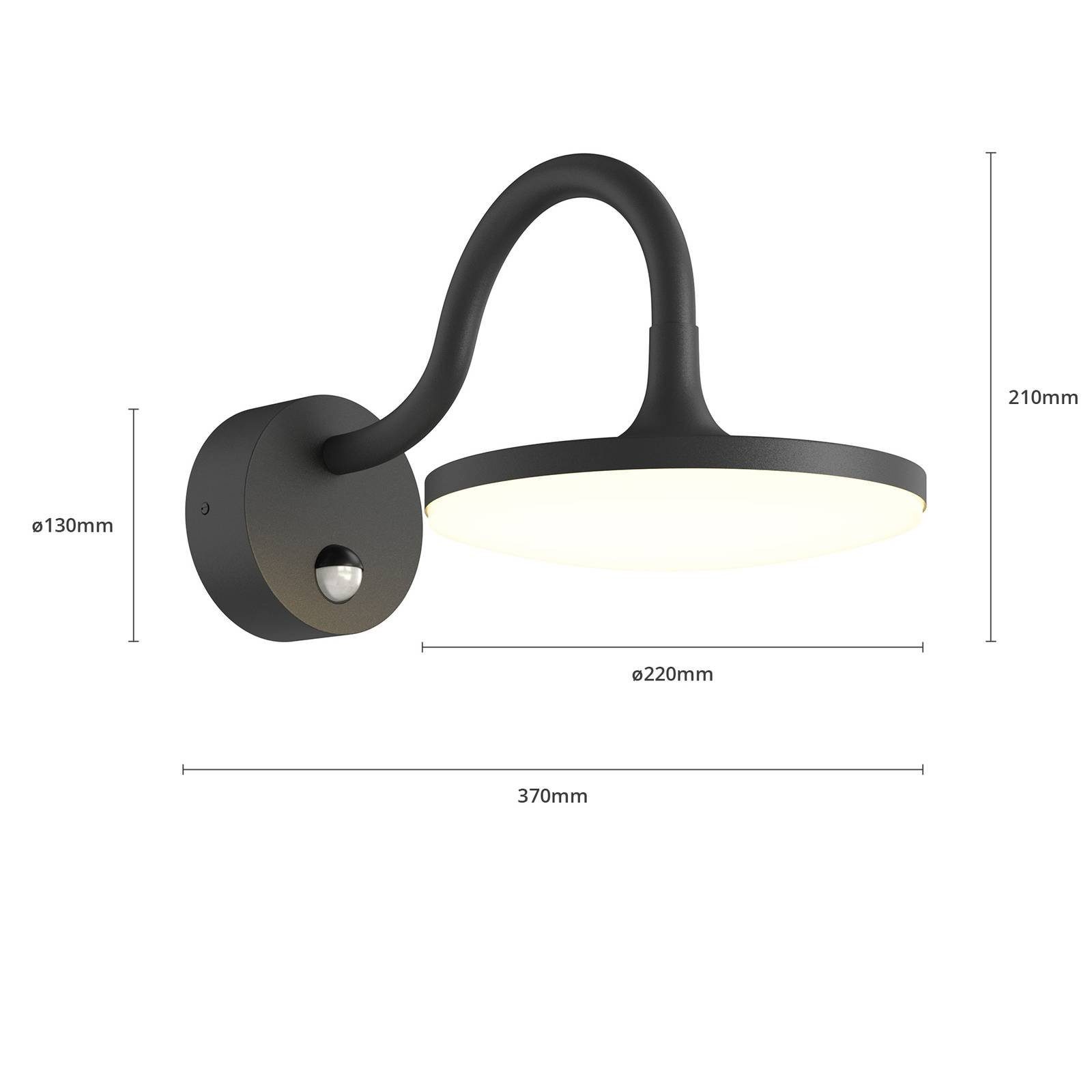 Arcchio Außen-Wandleuchte Fineria, LED-Leuchtmittel fest 1 Modern, Kunststoff, flammig, dunkelgrau, inkl. Aluminium, warmweiß, verbaut