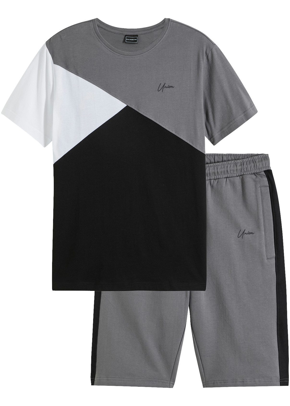 bonprix T-Shirt (Set, 2er) aus reiner Baumwolle, im 2er-Set, mit Sweat-Bermuda, regular fit