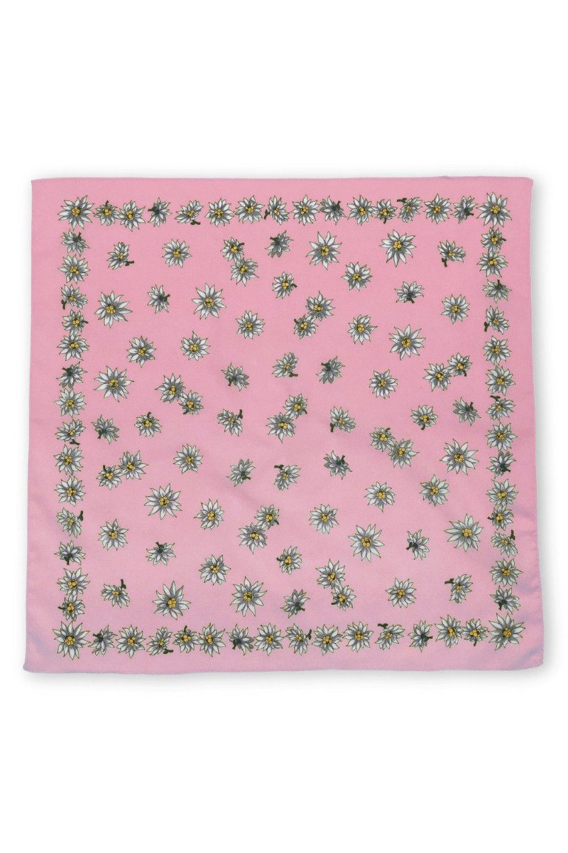 Luise Steiner Halstuch Trachtentuch - ALPENBLUME - eisblau, natur, rosa, schwarz