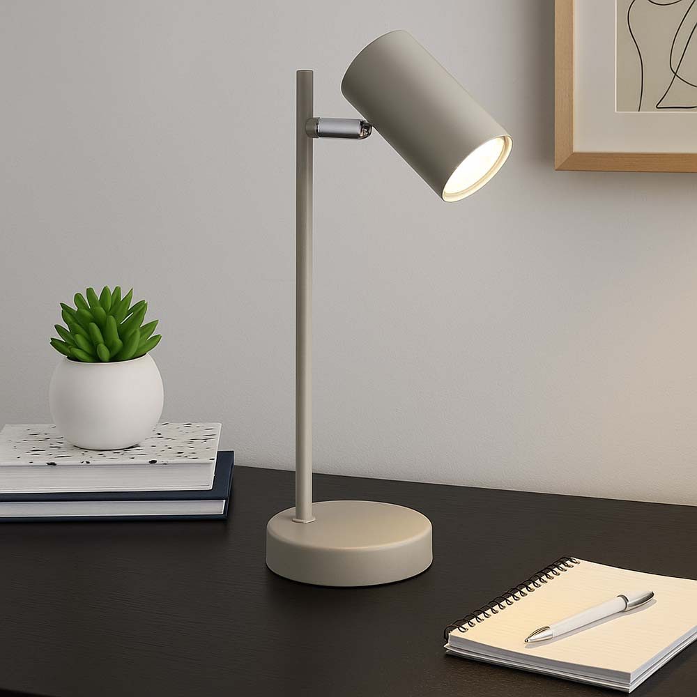 GLOBO LIGHTING Schreibtischlampe, Leuchtmittel nicht inklusive, Tischleuchte Beistelllampe Schalter Leselampe Metall sandfarben