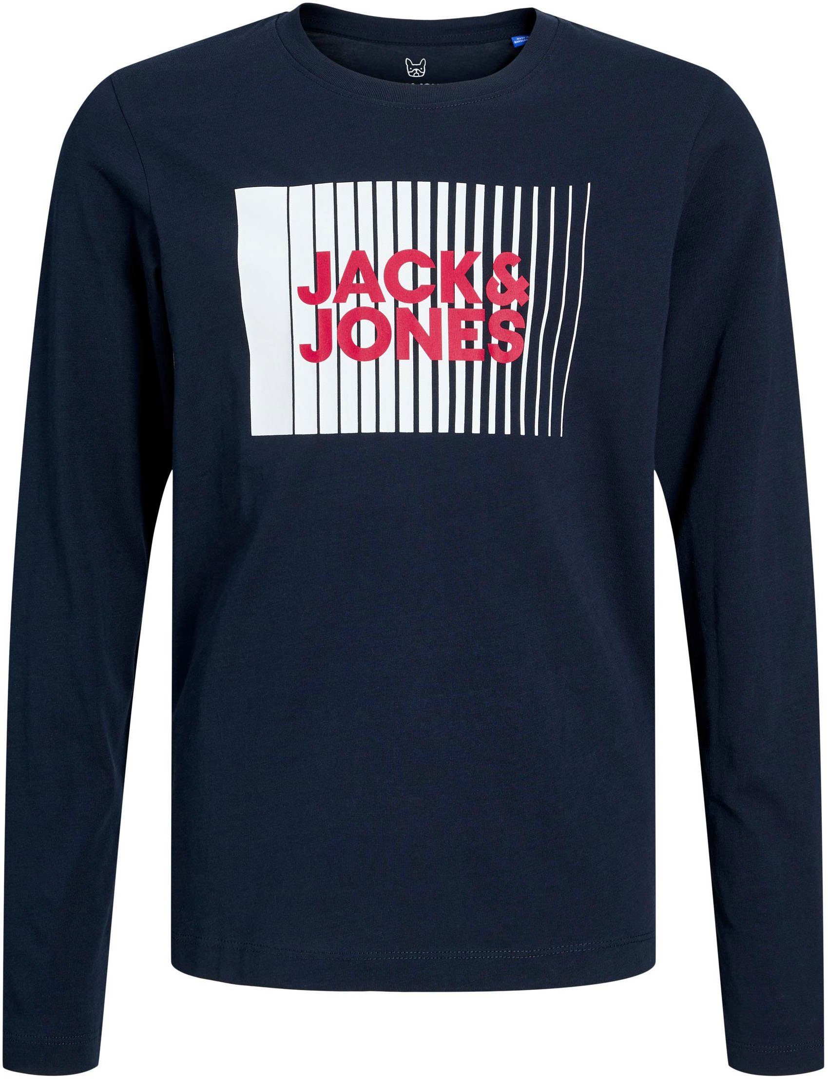 Jack & Blazer Jones Junior Langarmshirt LOGO O-NECK NOOS PLAY Navy TEE JNR JJECORP LS