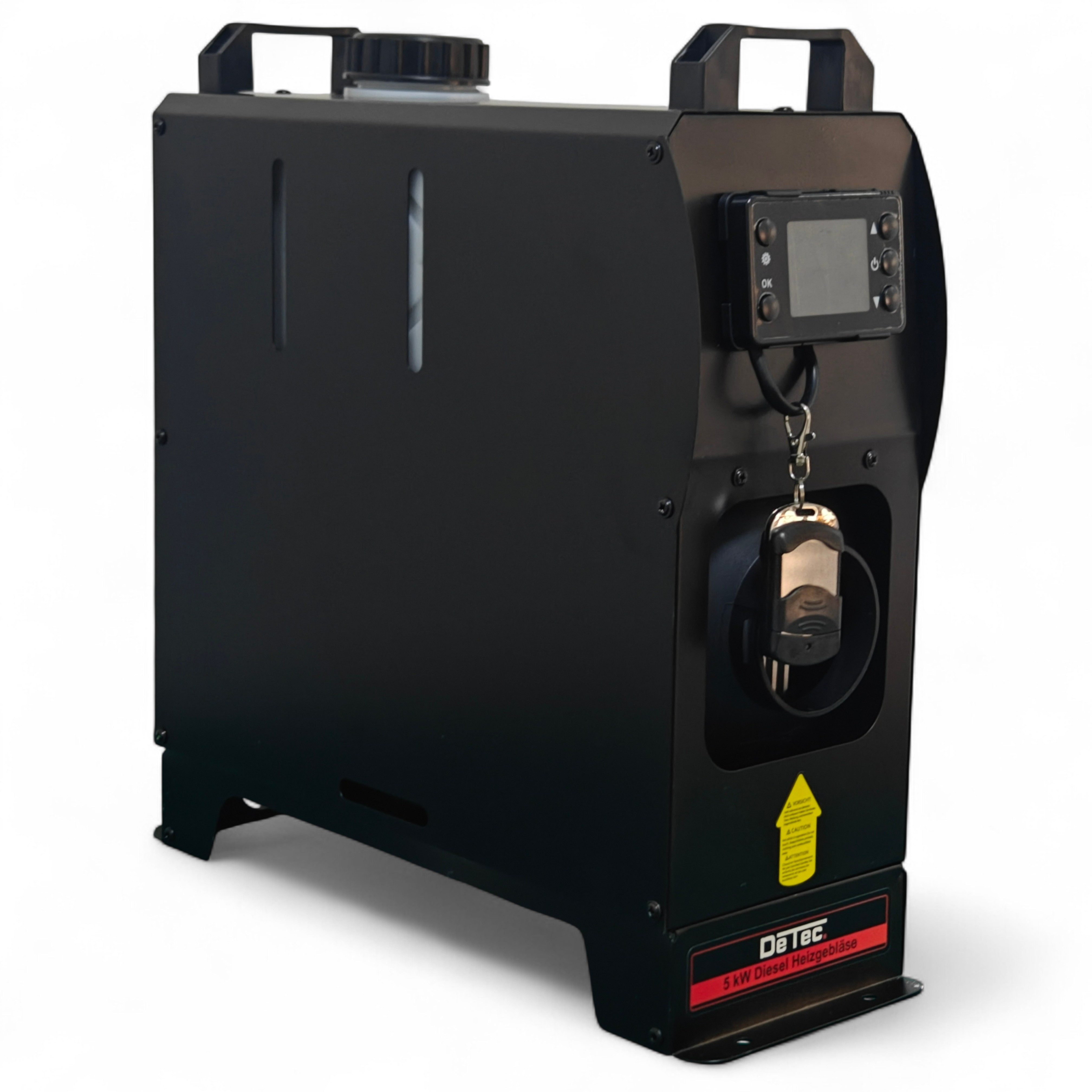 DeTec. Heizgerät DT-5Di indirekte Dieselkanone 5kW Schwarz 12V & 230V 5L Tank Ölheizer, Thermostat & Füllstandanzeige – Mobiles Heizgerät