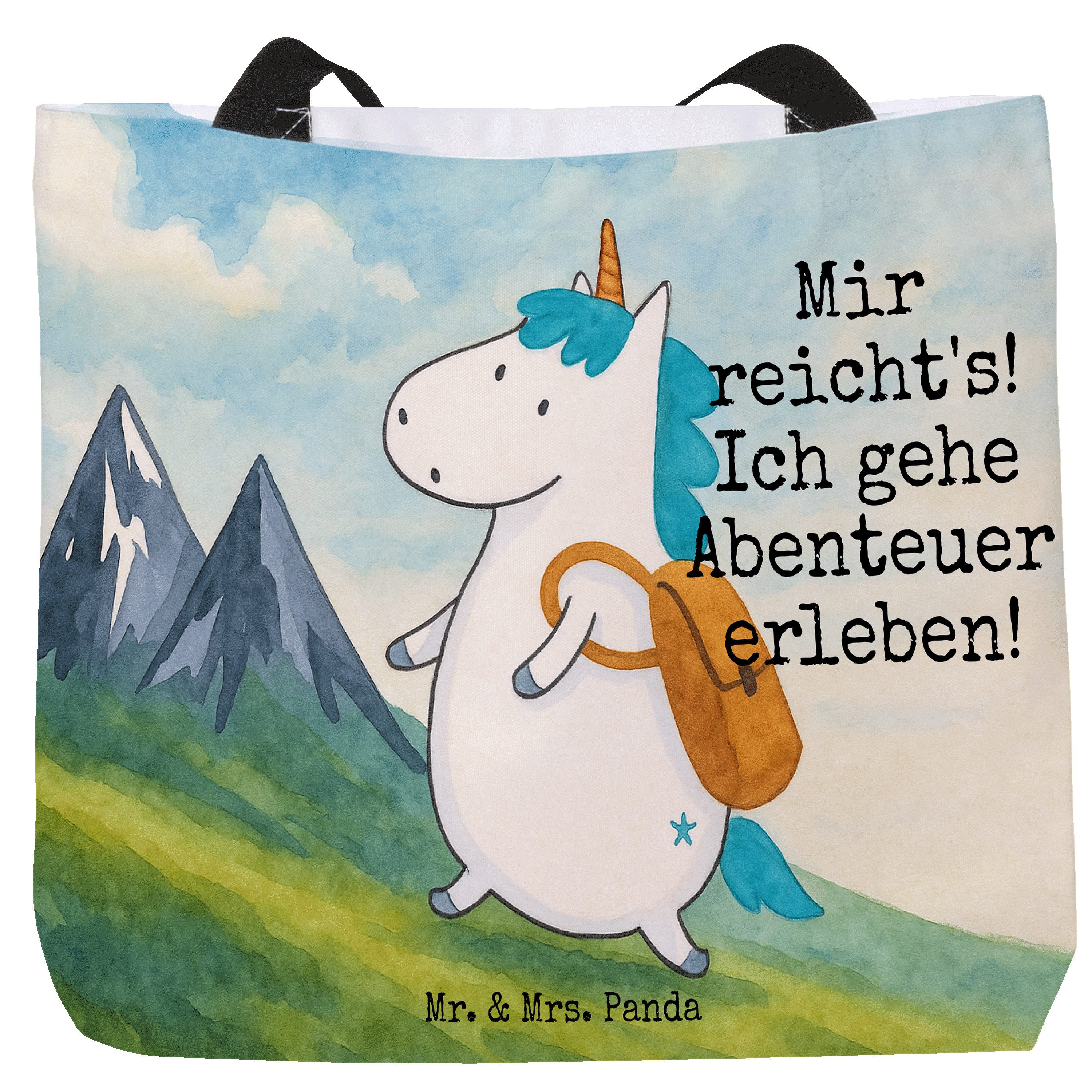 Shopper Einhorn Bergsteiger Design, Schultasche, Weiß, Berge, Unicorn, Tote B