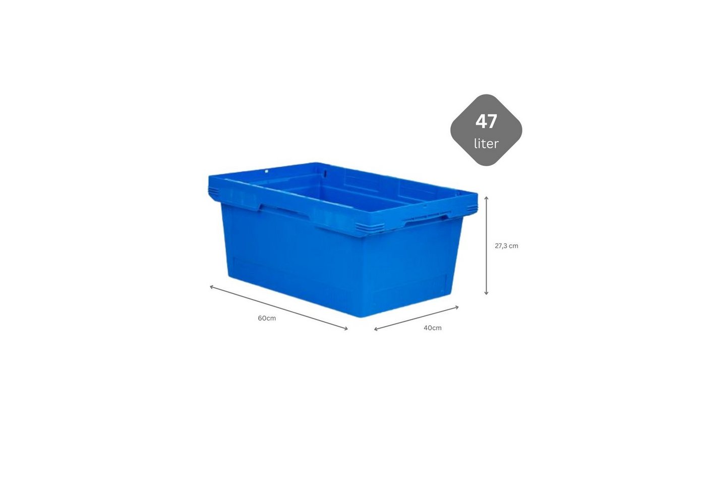 Thumbnail - PROREGAL® Aufbewahrungsbox Conical Mehrweg-Stapelbehälter Blau, HxBxT 27,3x40x60cm, 47 Liter