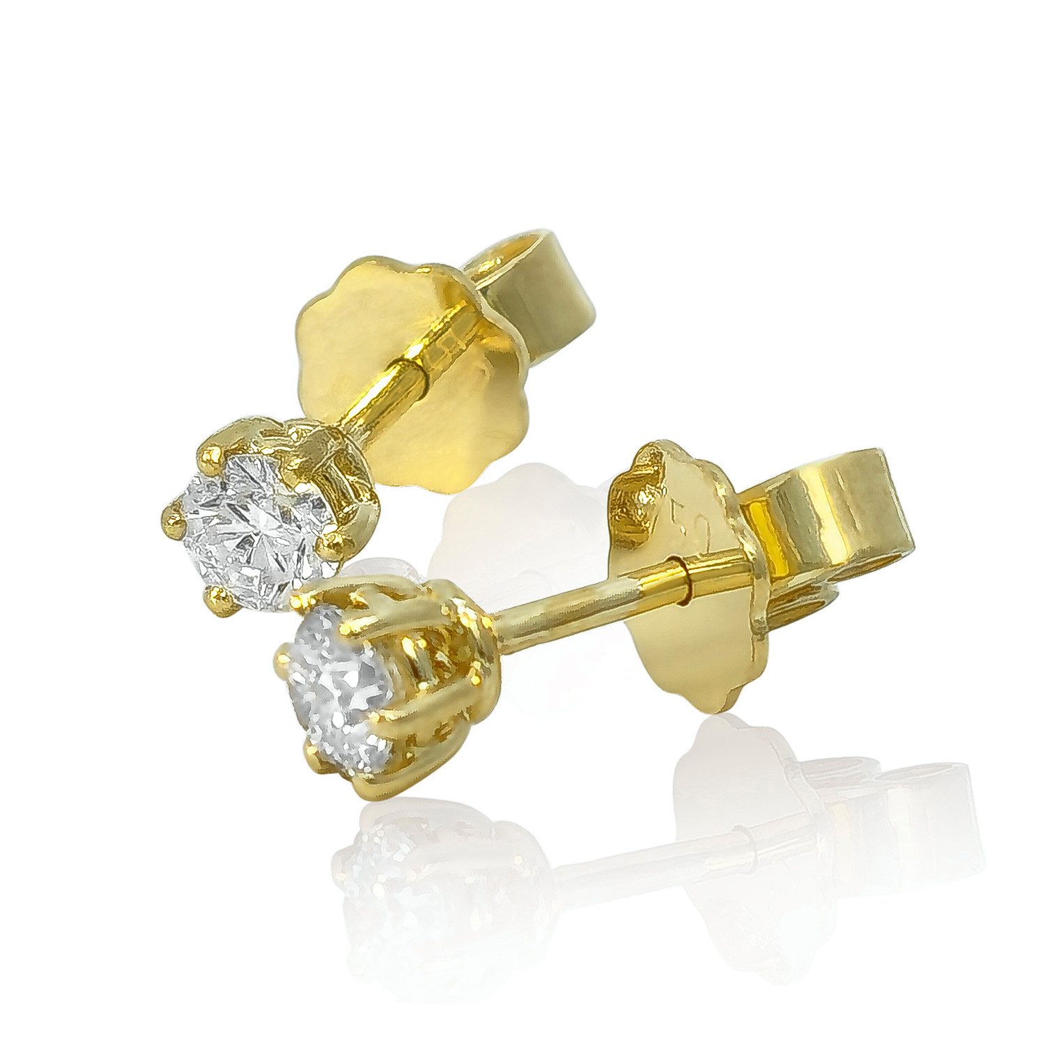 Webgoldschmied Paar Ohrstecker Ohrstecker 750 Weißgold mit 2 Diamanten Lupenrein (IF) feines weiß (F), Originalphotos, nicht im Photoshop bearbeitet