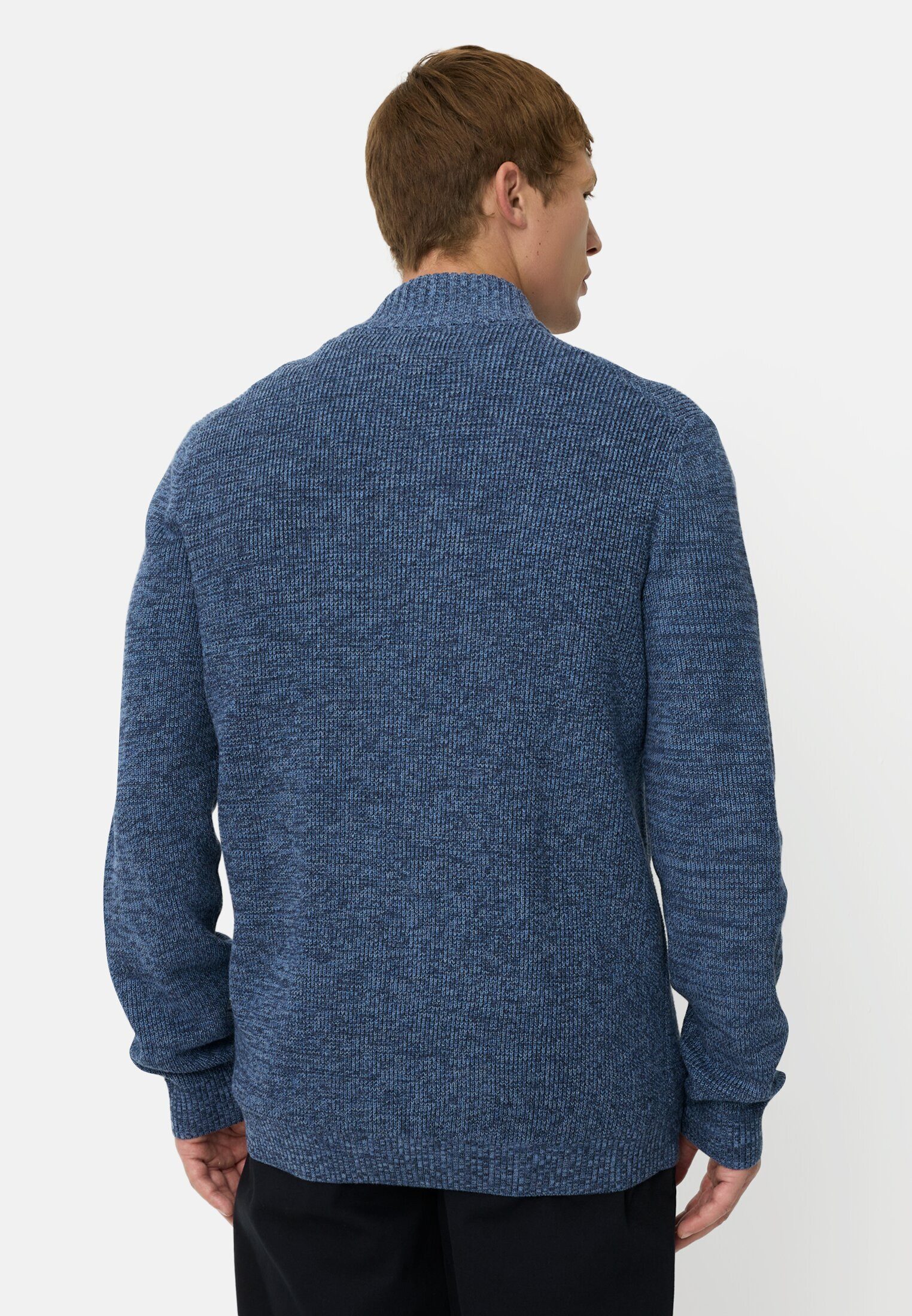 camel active Strickjacke aus Baumwollgemisch Langarm Stehkragen