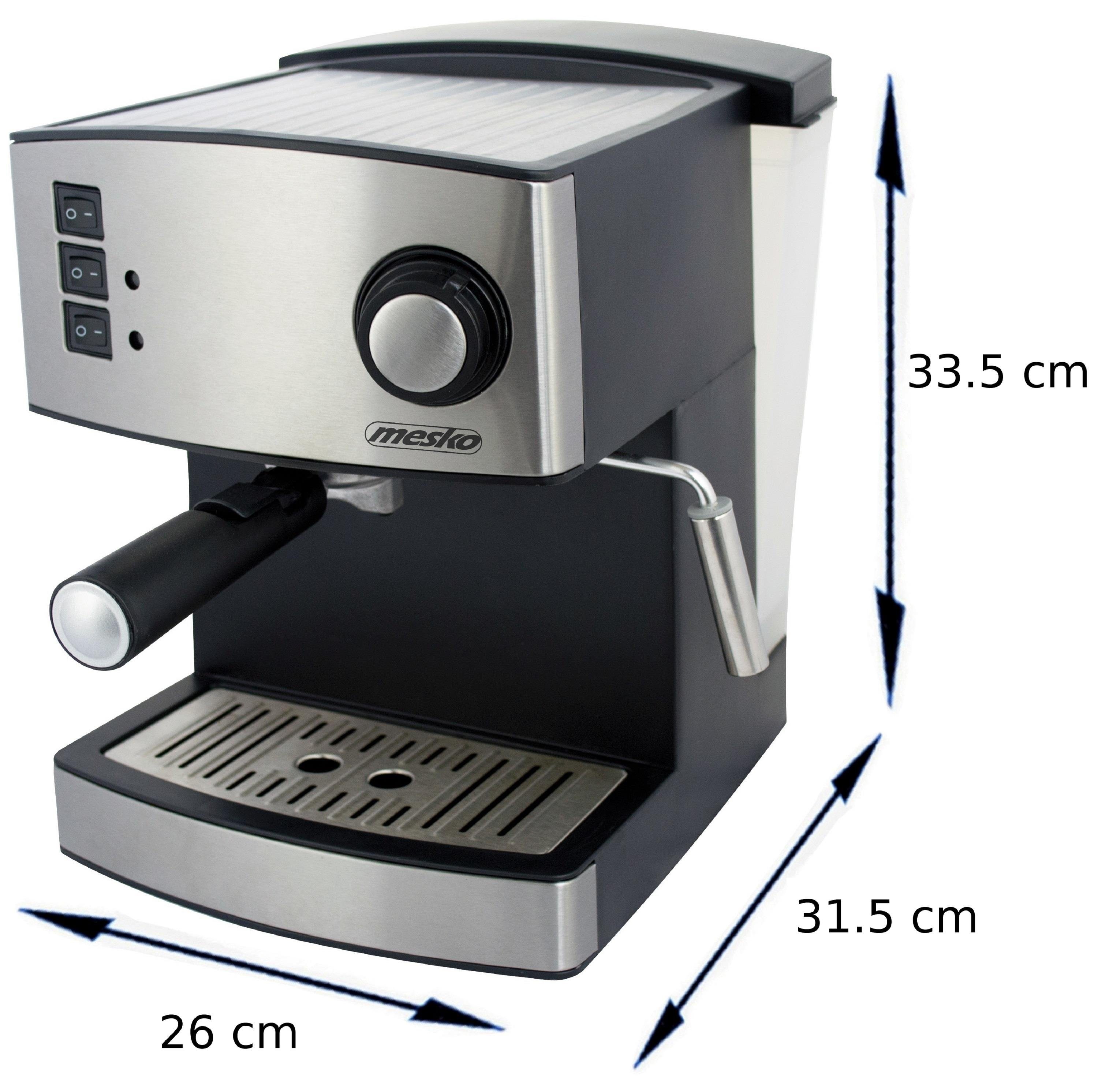 Mesko Filterkaffeemaschine, Edelstahl, 15 bar, Milchaufschäumer