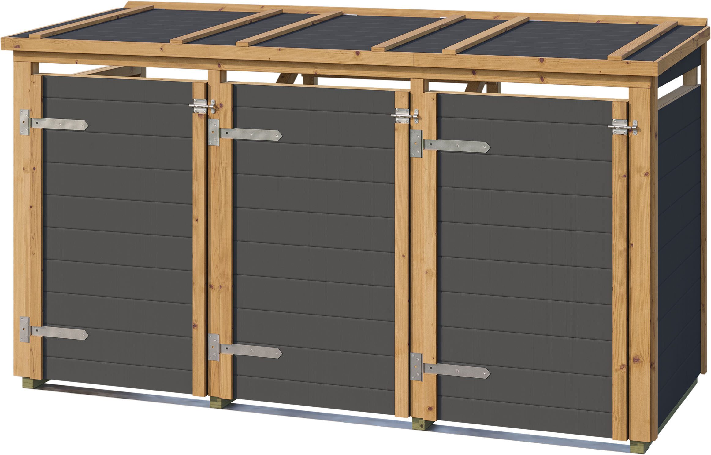 weka Mülltonnenbox Killarney, Metall pulverbeschichtet, für 3 Mülltonnen, BxTxH: 230x92x127 cm