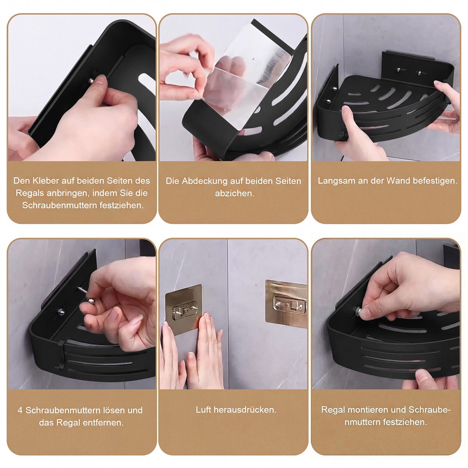 ANYSUN Duschregal Duschablage ohne Bohren Badezimmer Organizer,Badregal Duschregal, 1-tlg., Duschkörbe für Bad Küche Toilette – Bild 5 von 5